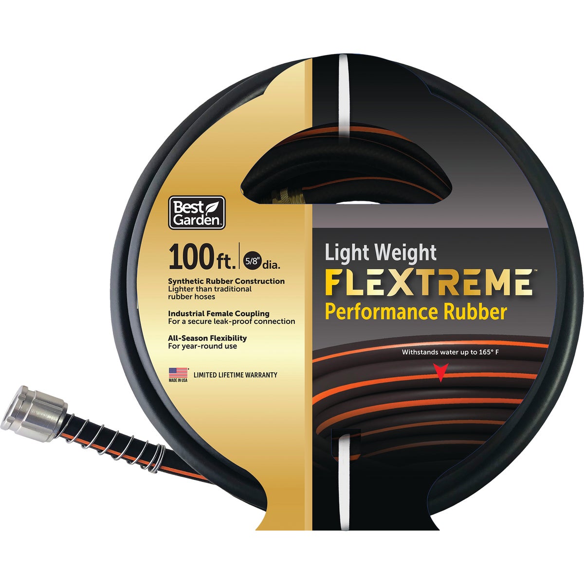 Best Garden Flextreme 5/8 In. Dia. x 100 Ft. Heavy Duty Hot Water Performance Rubber Hose Image 1