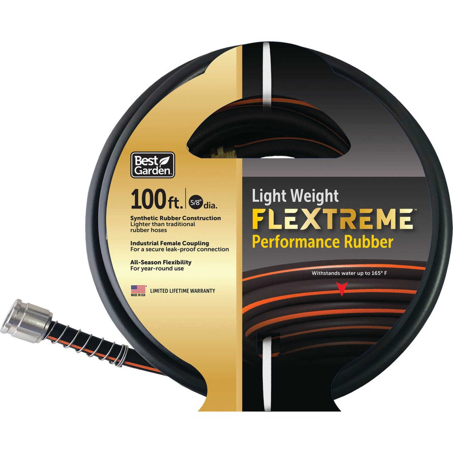 Best Garden Flextreme 5/8 In. Dia. x 100 Ft. Heavy Duty Hot Water Performance Rubber Hose Image 1
