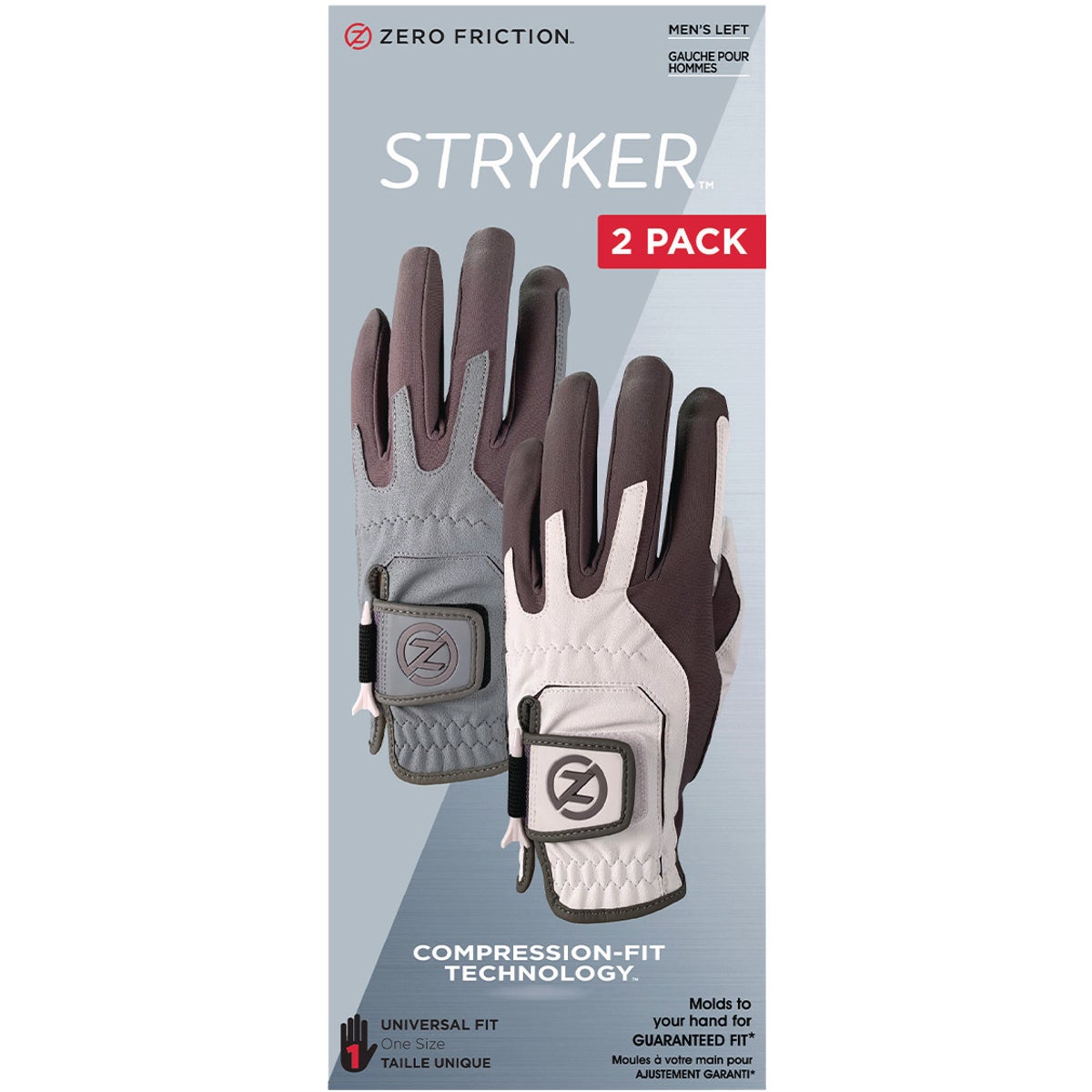 Zero Friction Gray/White Universal Fit Left Hand Golf Glove (2-Pack)