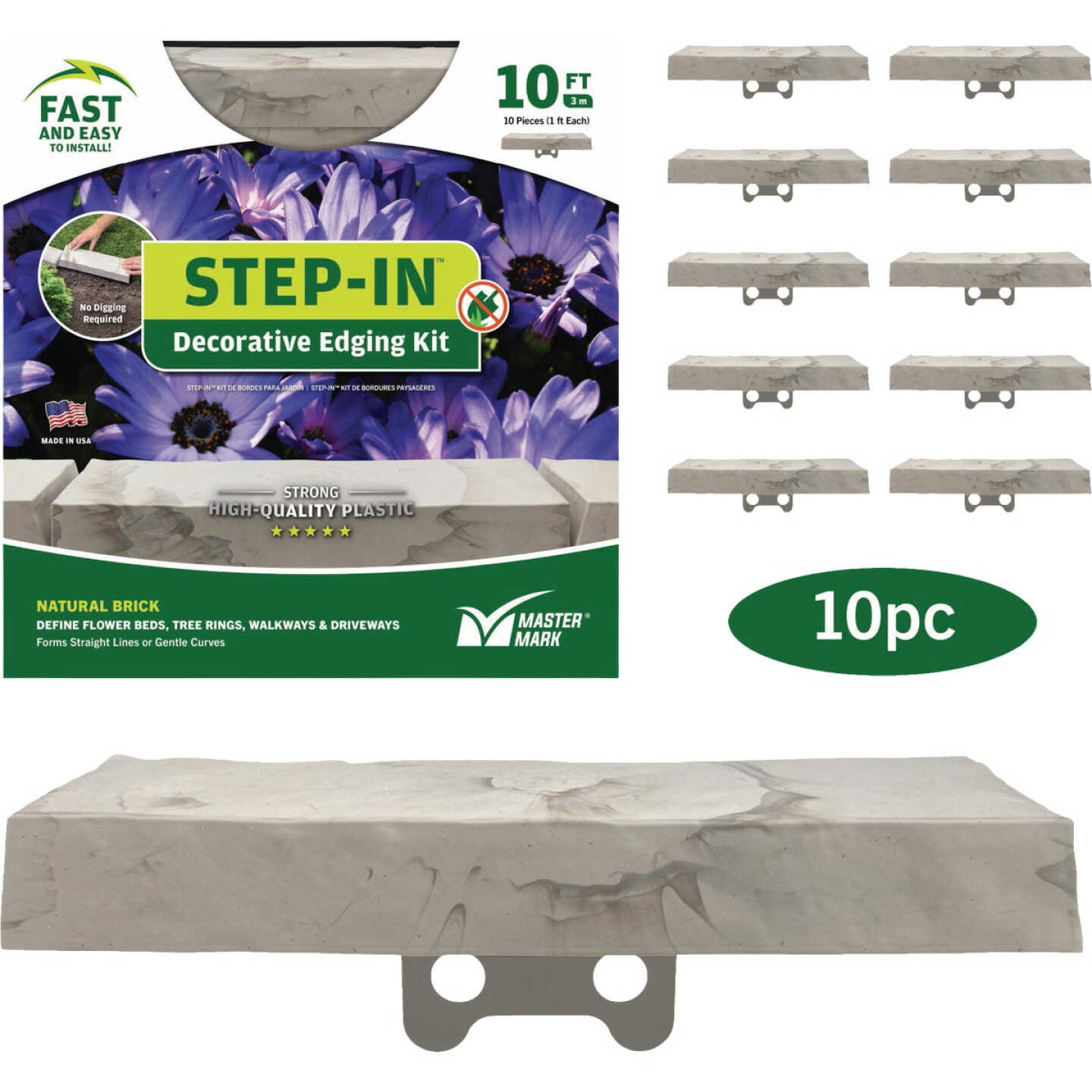 Master Mark Step-In 1.5 In. x 10 Ft. Brick Gray Plastic Landscape Edging Image 1