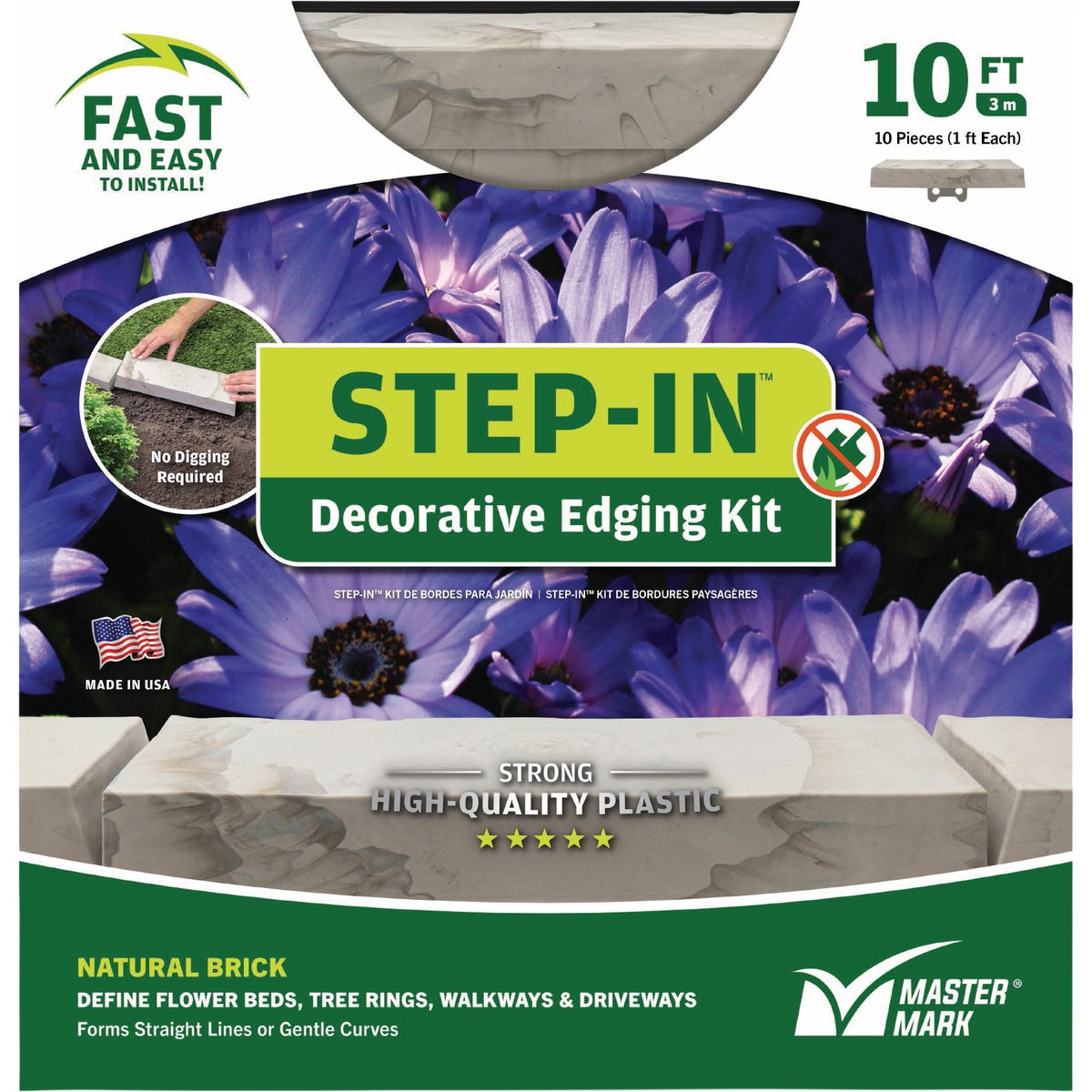 Master Mark Step-In 1.5 In. x 10 Ft. Brick Gray Plastic Landscape Edging Image 6