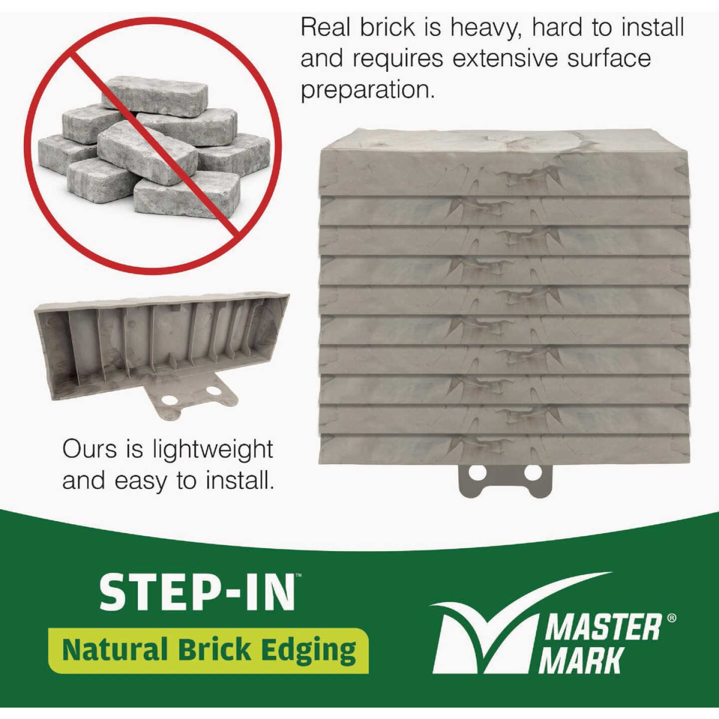 Master Mark Step-In 1.5 In. x 10 Ft. Brick Gray Plastic Landscape Edging Image 5