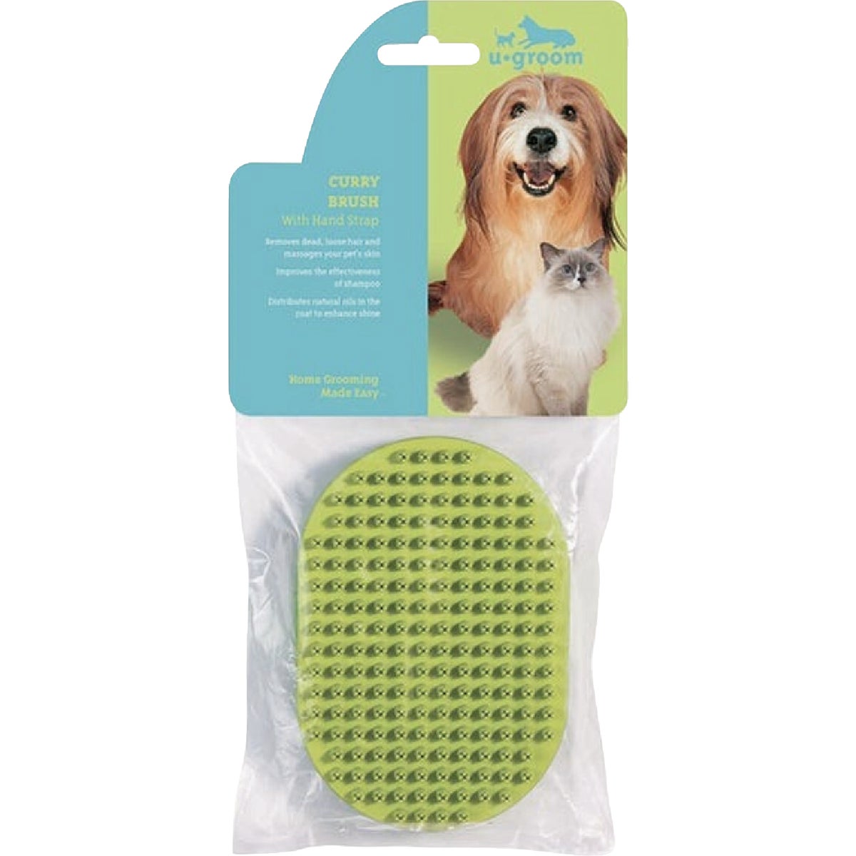 U-groom Rubber Curry Brush Oval with Handstrap Image 2