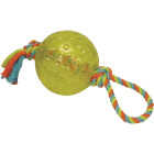Boss Pet Chomper 5 In. TPR Ball with Rope Tug Dog Toy Image 1