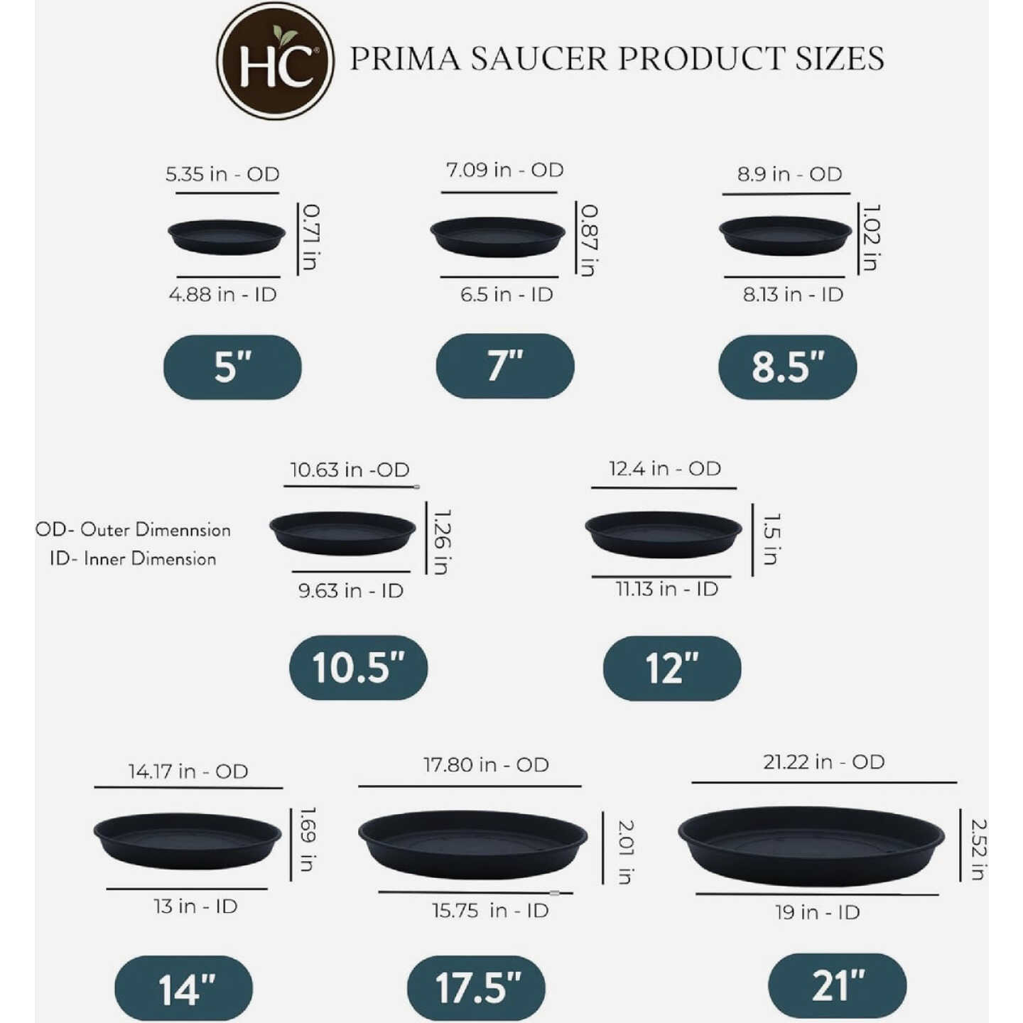 HC Companies 12 In. Warm Gray Classic Saucer Image 4