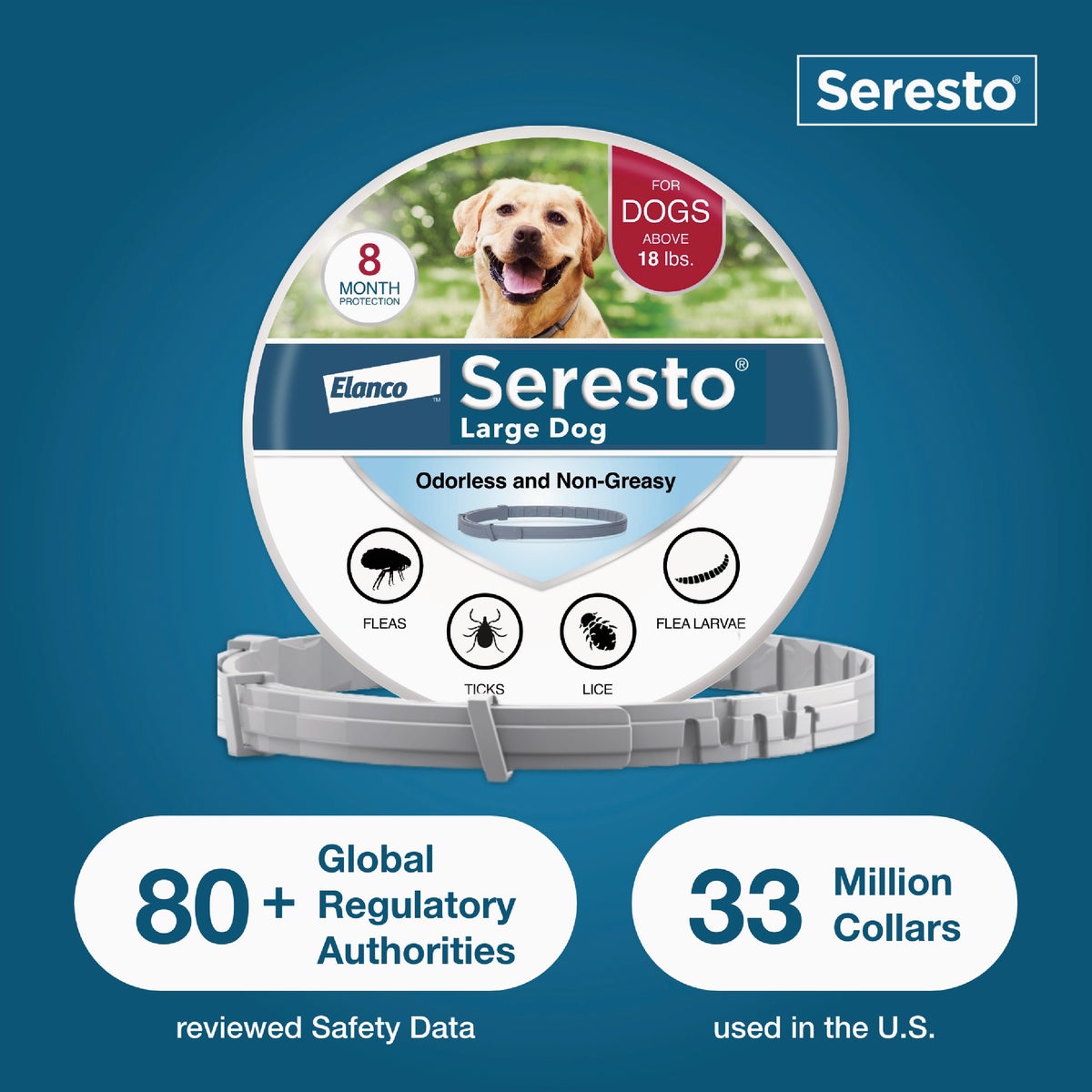 Seresto 8 Month Flea & Tick Collar for Dogs Over 18 Lb. Image 2