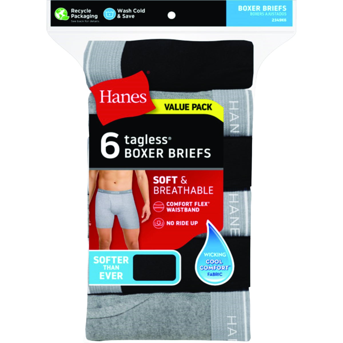 Hanes Men's S Multi-Color Boxer Briefs (6-Pack)