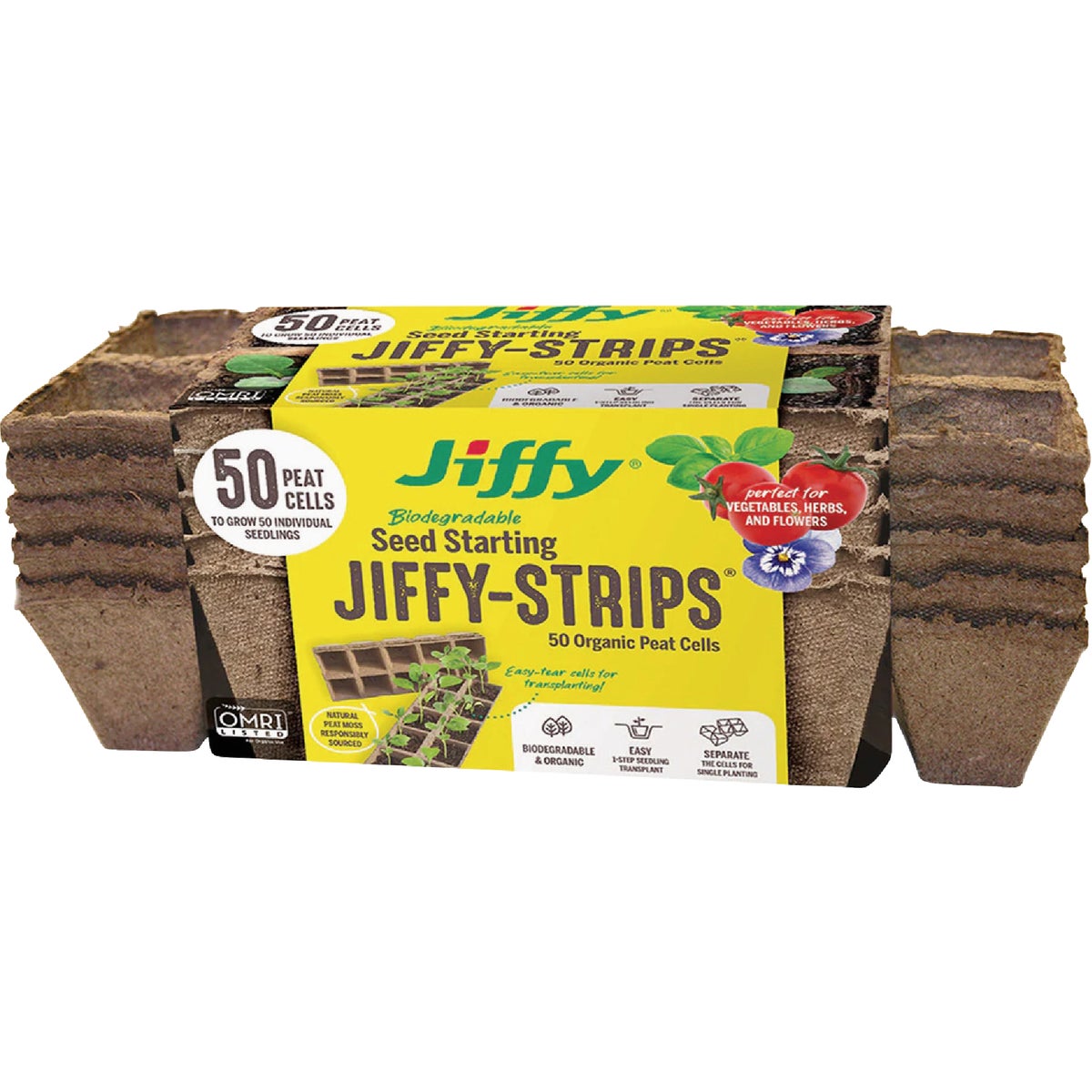 Jiffy 10-Cell Seed Starting Peat Strip Pots (5-Pack)