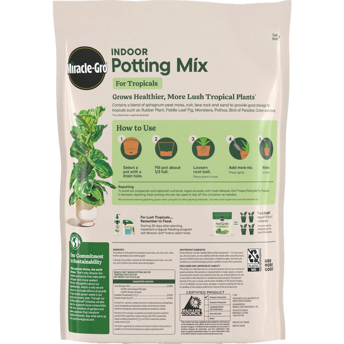 Miracle-Gro 6 Qt. Tropical Potting Mix Image 2