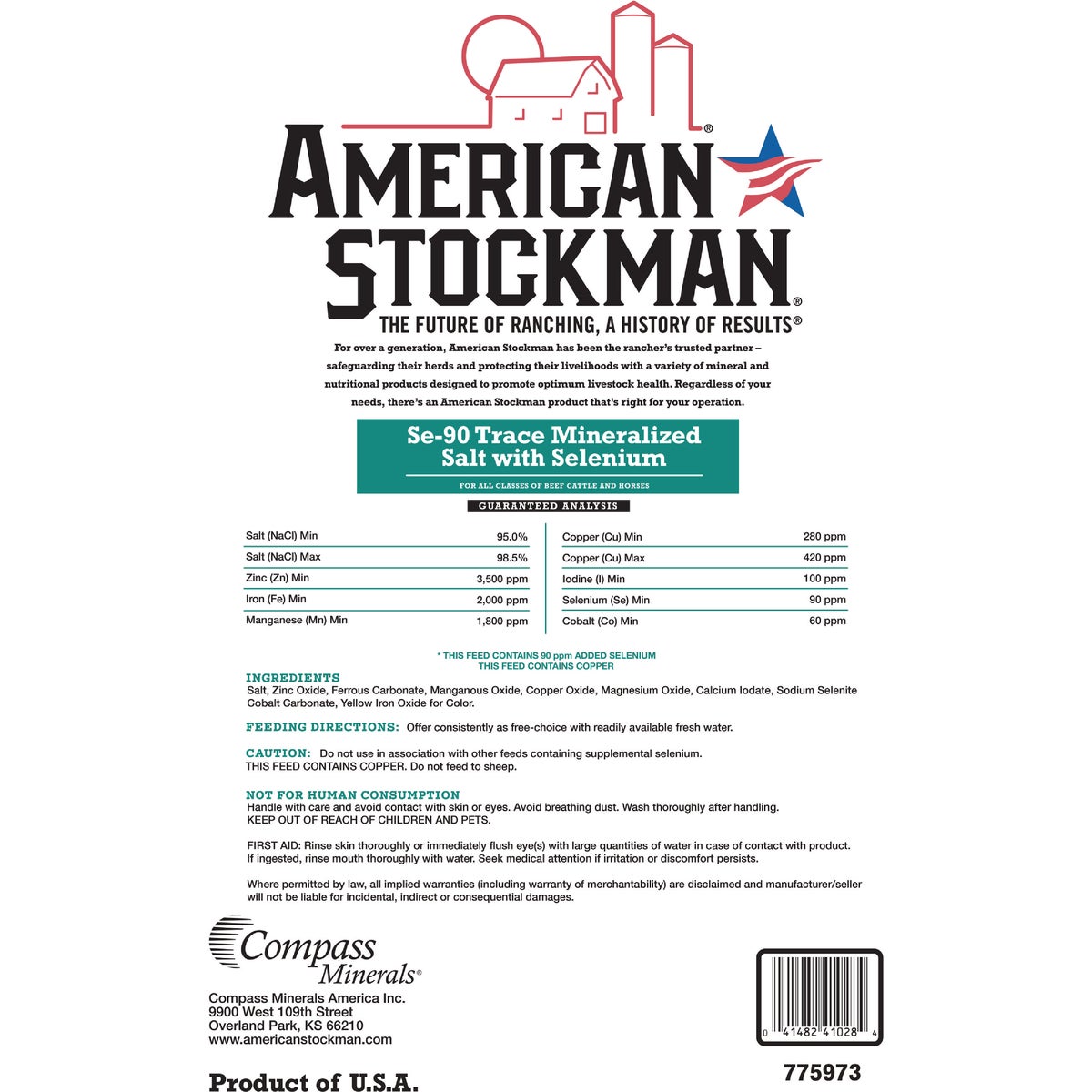 American Stockman 50 Lb. Selenium-90 Trace Mineralized Salt Image 2