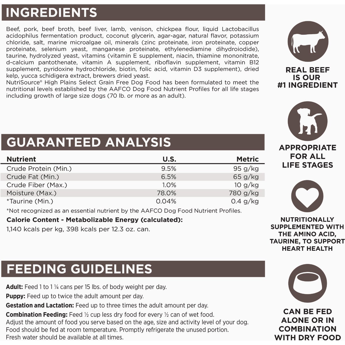 NutriSource 12.3 Oz. High Plains Select Recipe Grain Free Wet Dog Food Image 4
