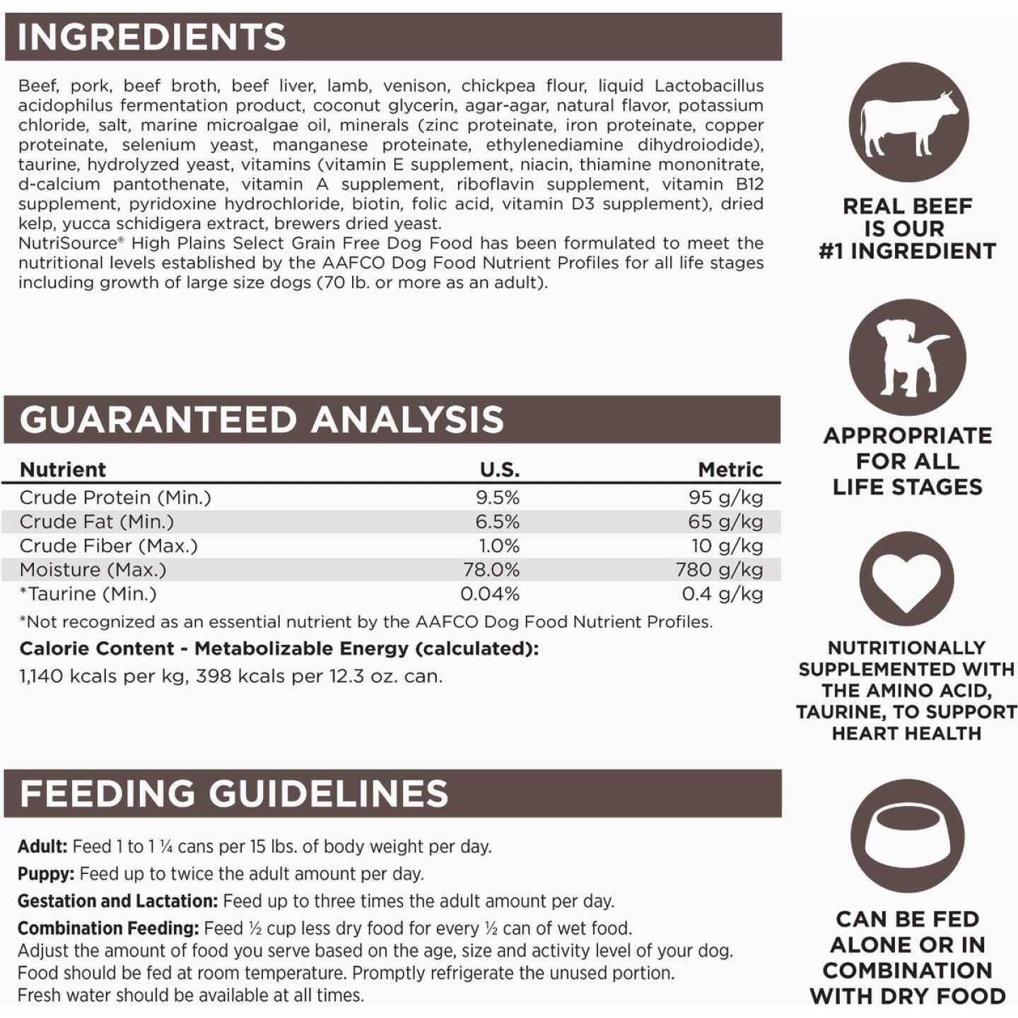 NutriSource 12.3 Oz. High Plains Select Recipe Grain Free Wet Dog Food Image 4