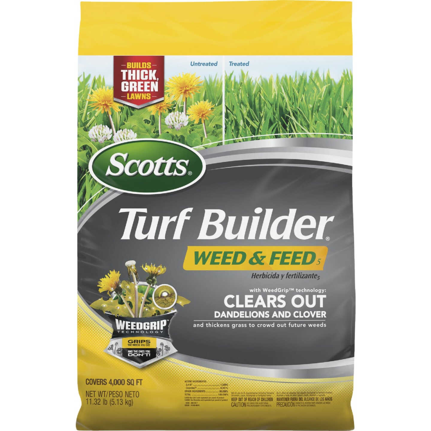 Scotts Turf Builder Weed & Feed 11.32 Lb. 4000 Sq. Ft. 28-0-3 Weed Killer Plus Lawn Fertilizer Image 1