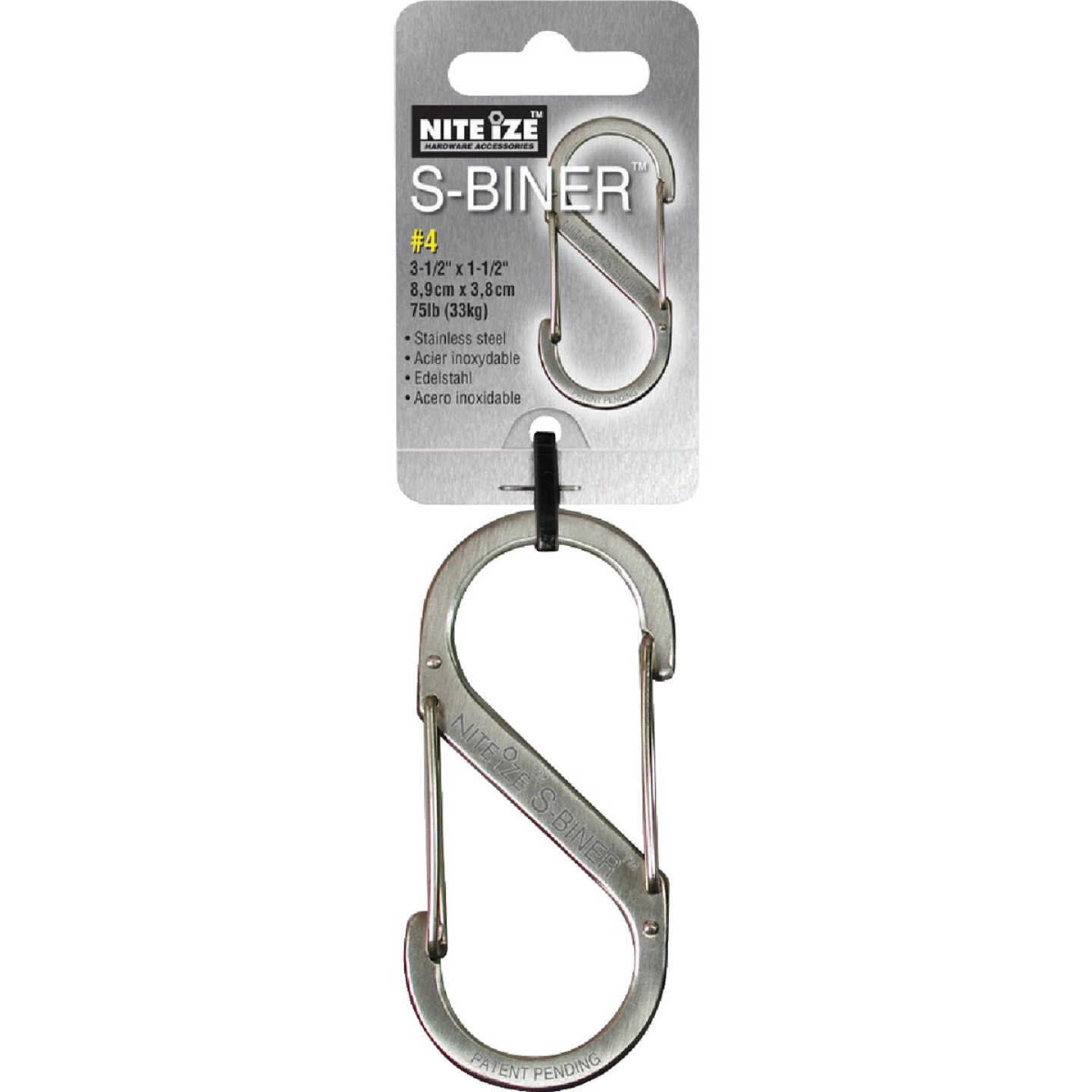 Nite Ize S-Biner Size 2 10 Lb. Capacity Stainless Steel S-Clip Key Ring Image 1