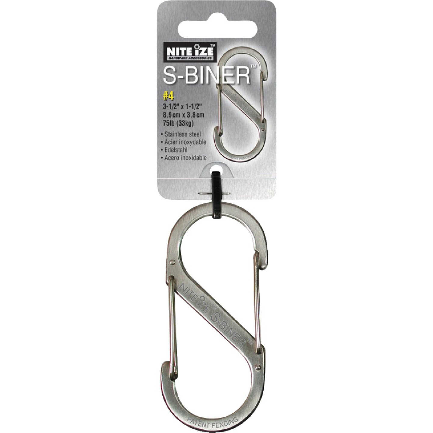 Nite Ize S-Biner Size 3 25 Lb. Capacity Stainless Steel S-Clip Key Ring Image 1