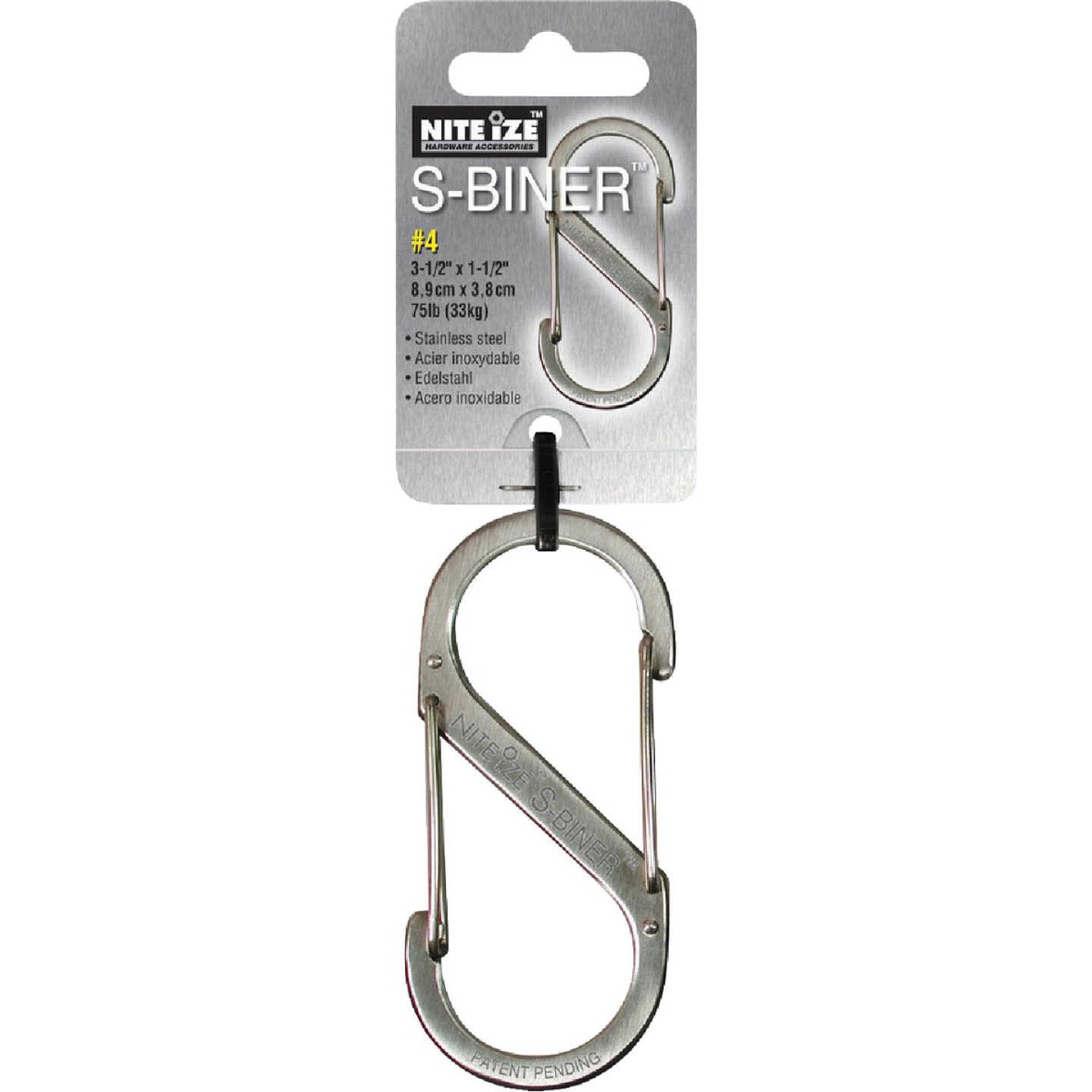 Nite Ize S-Biner Size 5 100 Lb. Capacity Stainless Steel S-Clip Key Ring Image 1