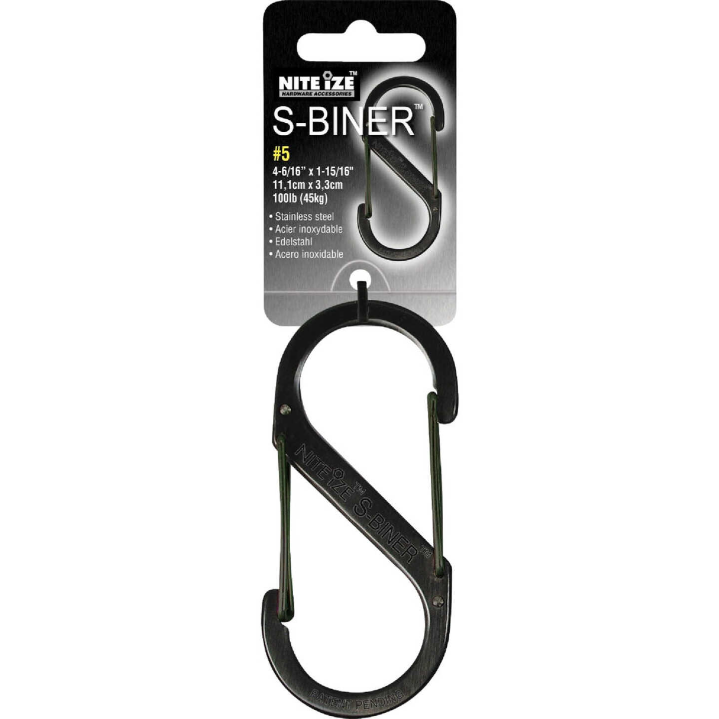 Nite Ize S-Biner Size 5 100 Lb. Capacity Black S-Clip Key Ring Image 1