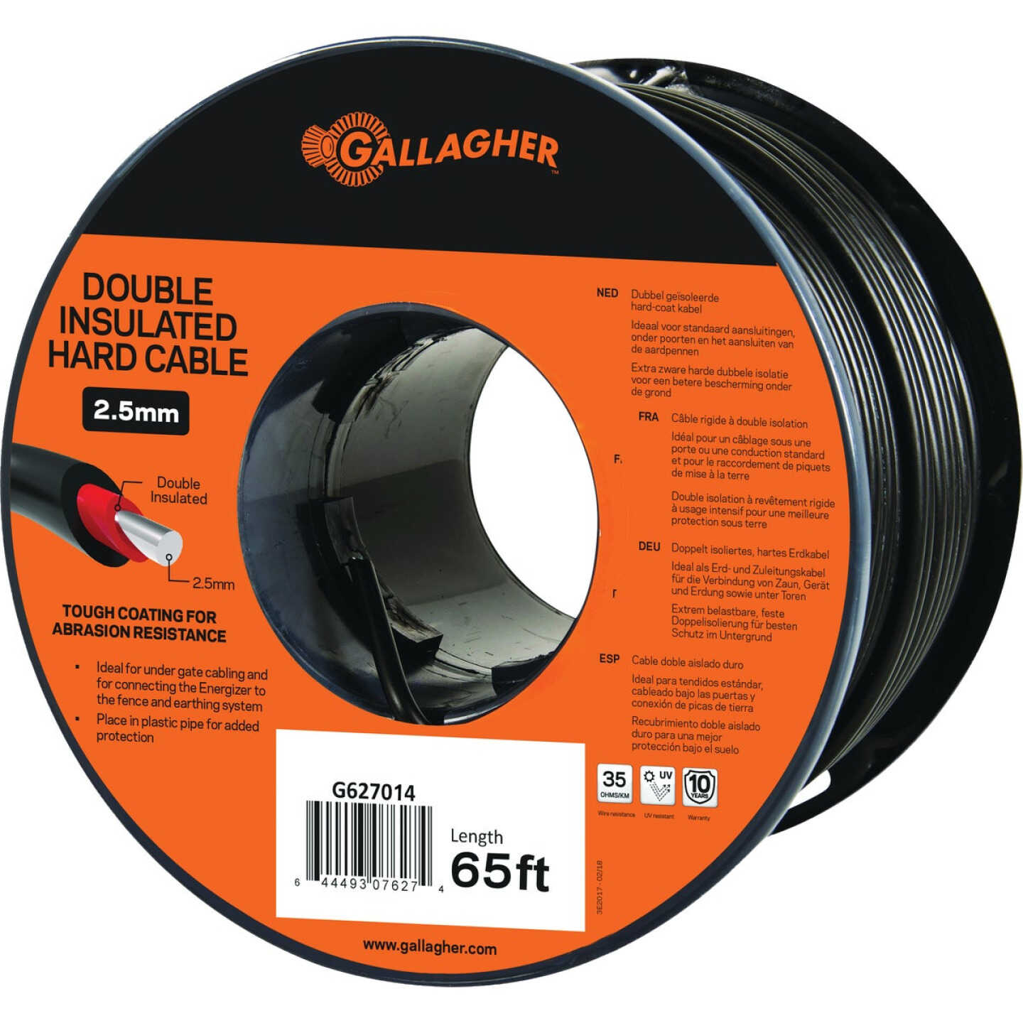 Gallagher 12.5 Ga. X 65 Ft. Black Double Insulated Hard Cable Image 1