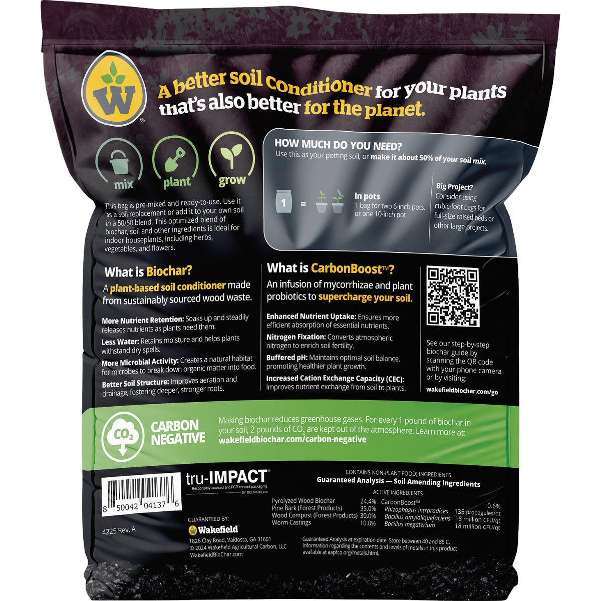 Wakefield Biochar 2 Qt. Indoor Plant Soil Mix Image 2