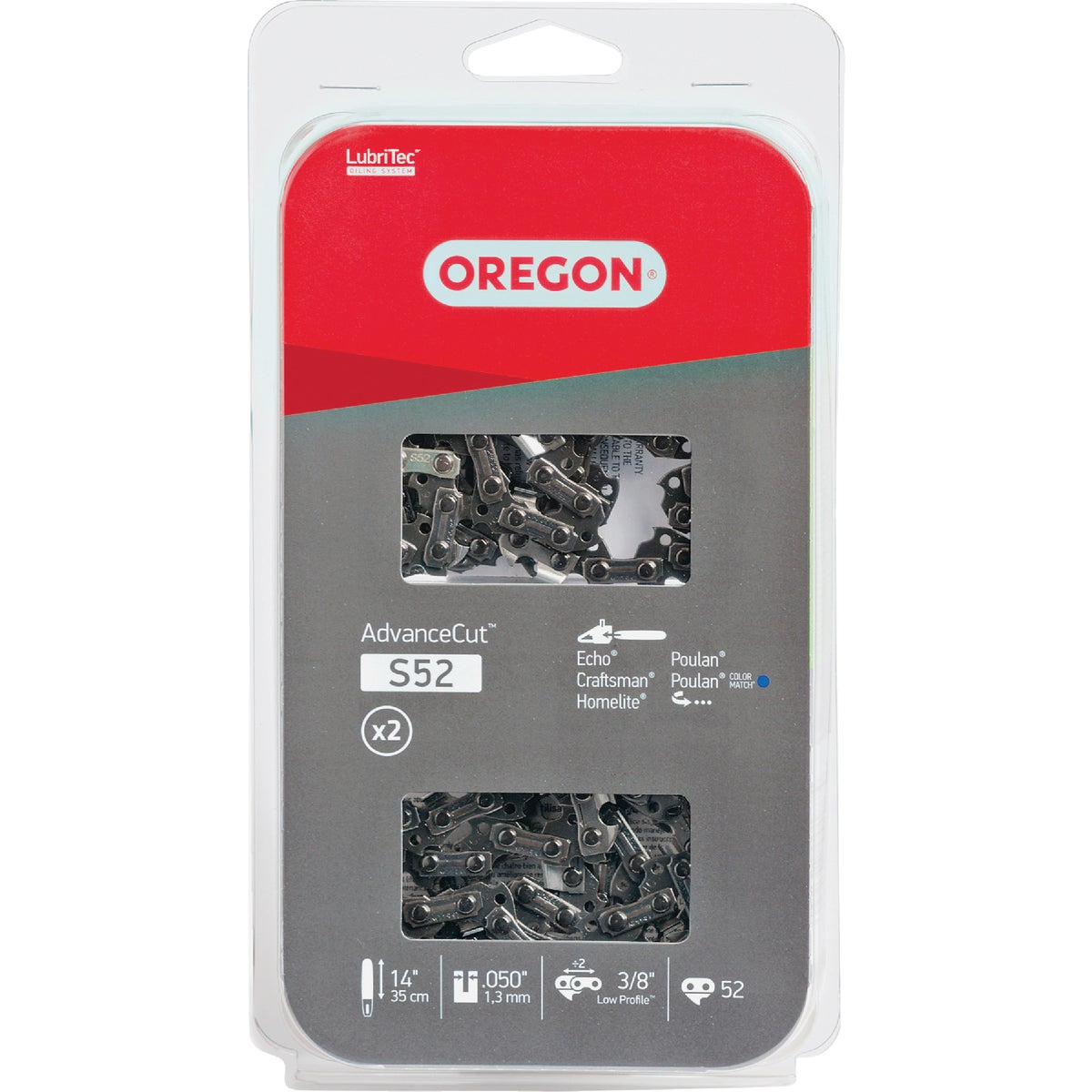 Oregon AdvanceCut 14 In. 52-Link Chainsaw Chain (2-Pack)