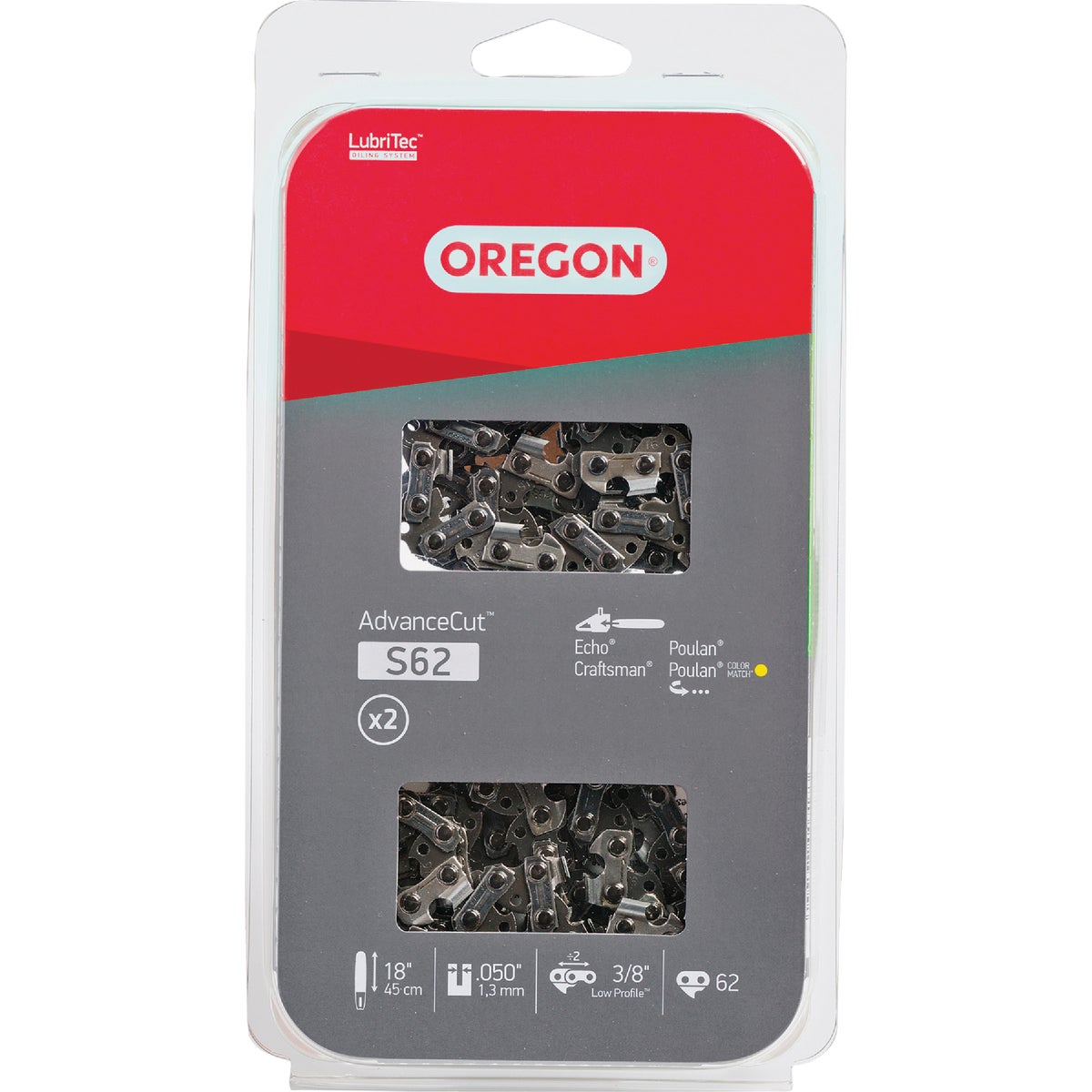 Oregon AdvanceCut 18 In. 62-Link Chainsaw Chain (2-Pack)