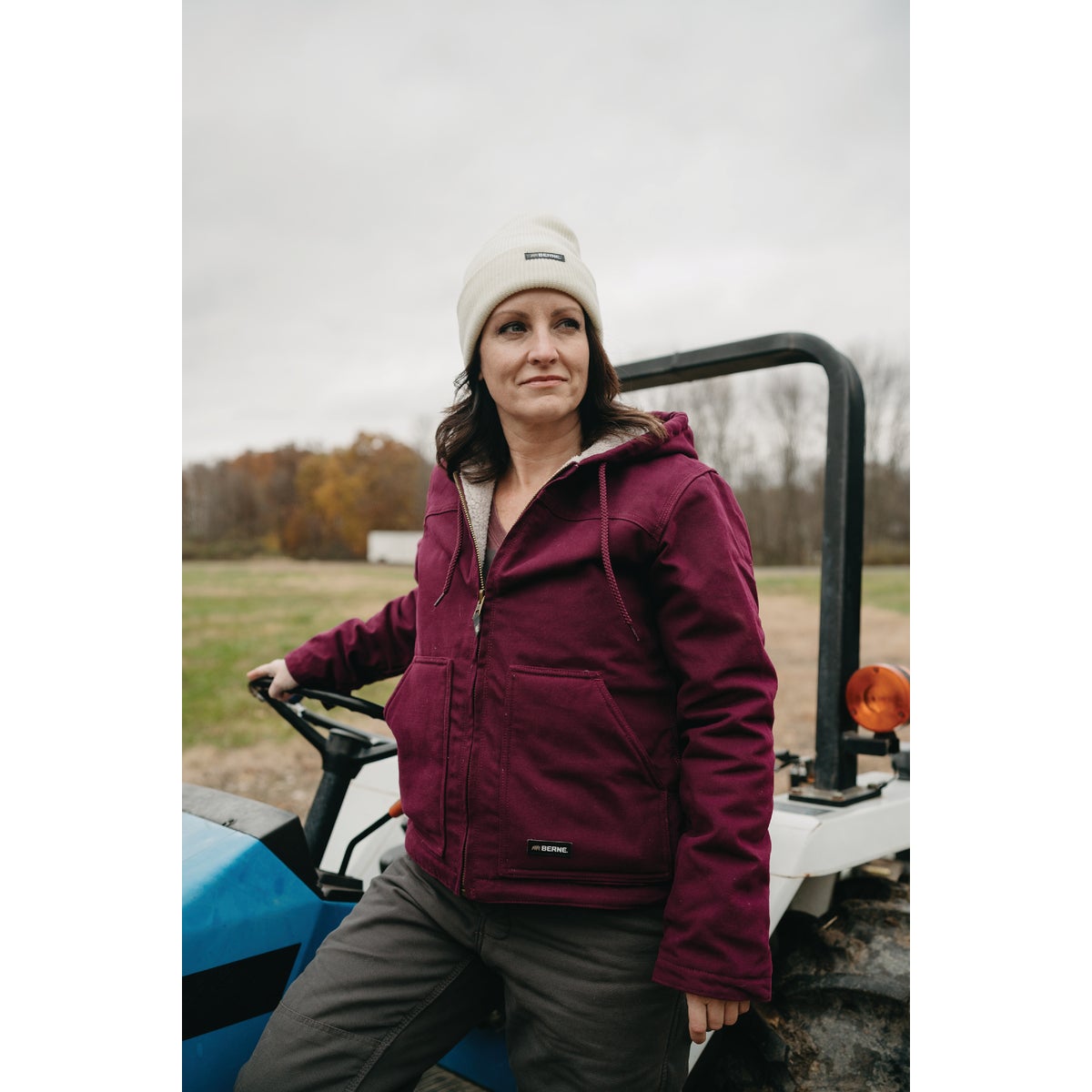 Berne Women's XL Plum Sherpa-Lined Softstone Duck Hooded Jacket Image 4