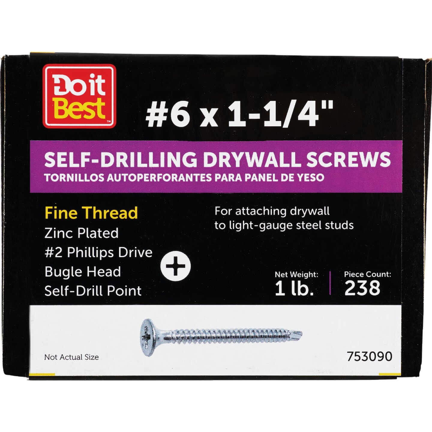 Do it #6 x 1-1/4 In. Fine Thread Self-Drilling Drywall Screw (1 Lb. Box) Image 1
