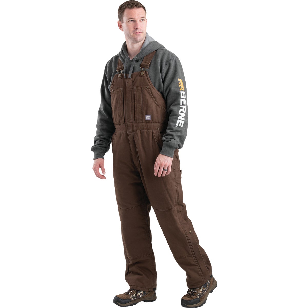 Berne Men's 2XL Bark Heartland Insulated Washed Duck Bib Overalls