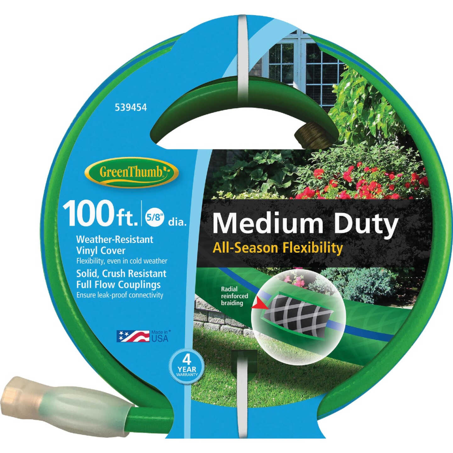 Green Thumb 5/8 In. Dia. x 100 Ft. Medium Duty Vinyl Garden Hose with Guard-N-Grip Image 1