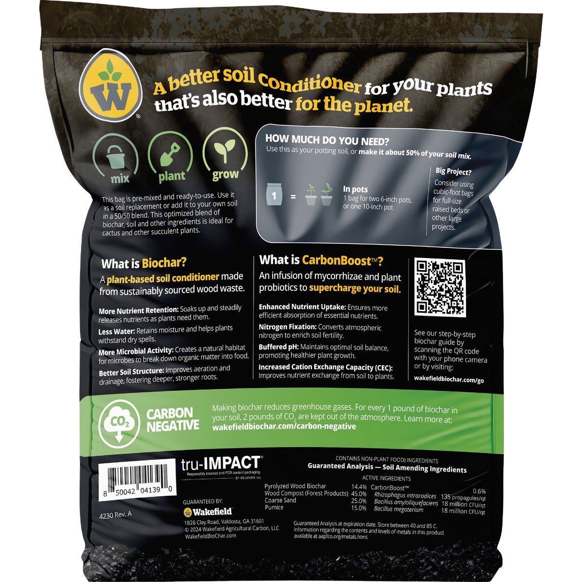 Wakefield Biochar 2 Qt. Cactus & Succulent Soil Mix Image 2