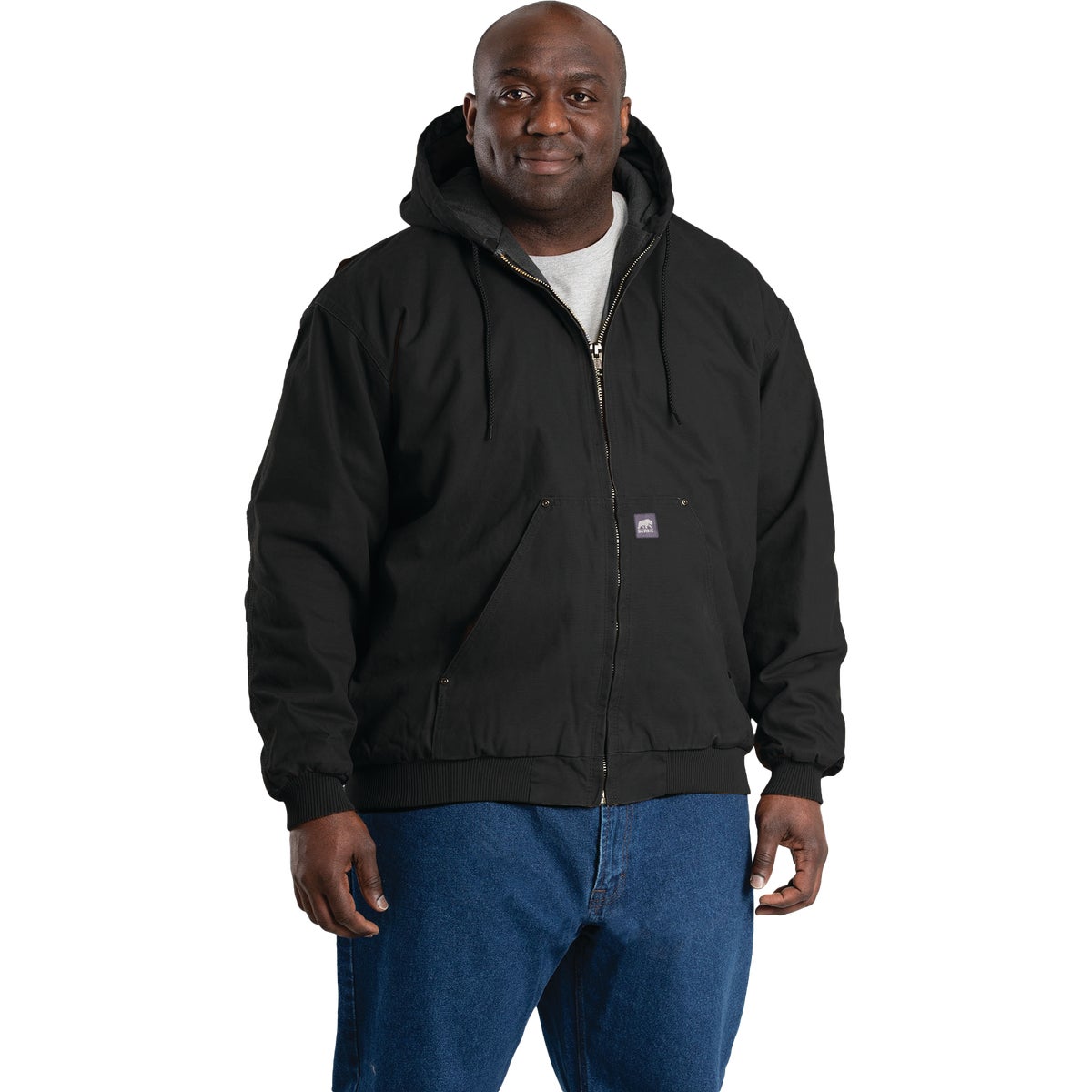 Berne Heartland Men's Medium Black Hooded Work Jacket Image 4