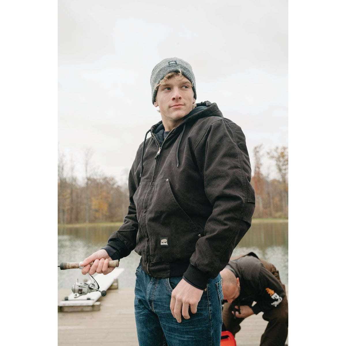 Berne Heartland Men's Medium Black Hooded Work Jacket Image 3