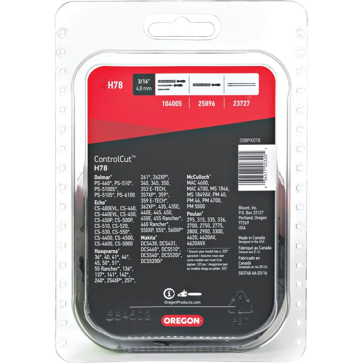 Oregon ControlCut 20 In. 78-Link 0.050 In. ga Chainsaw Chain Image 7
