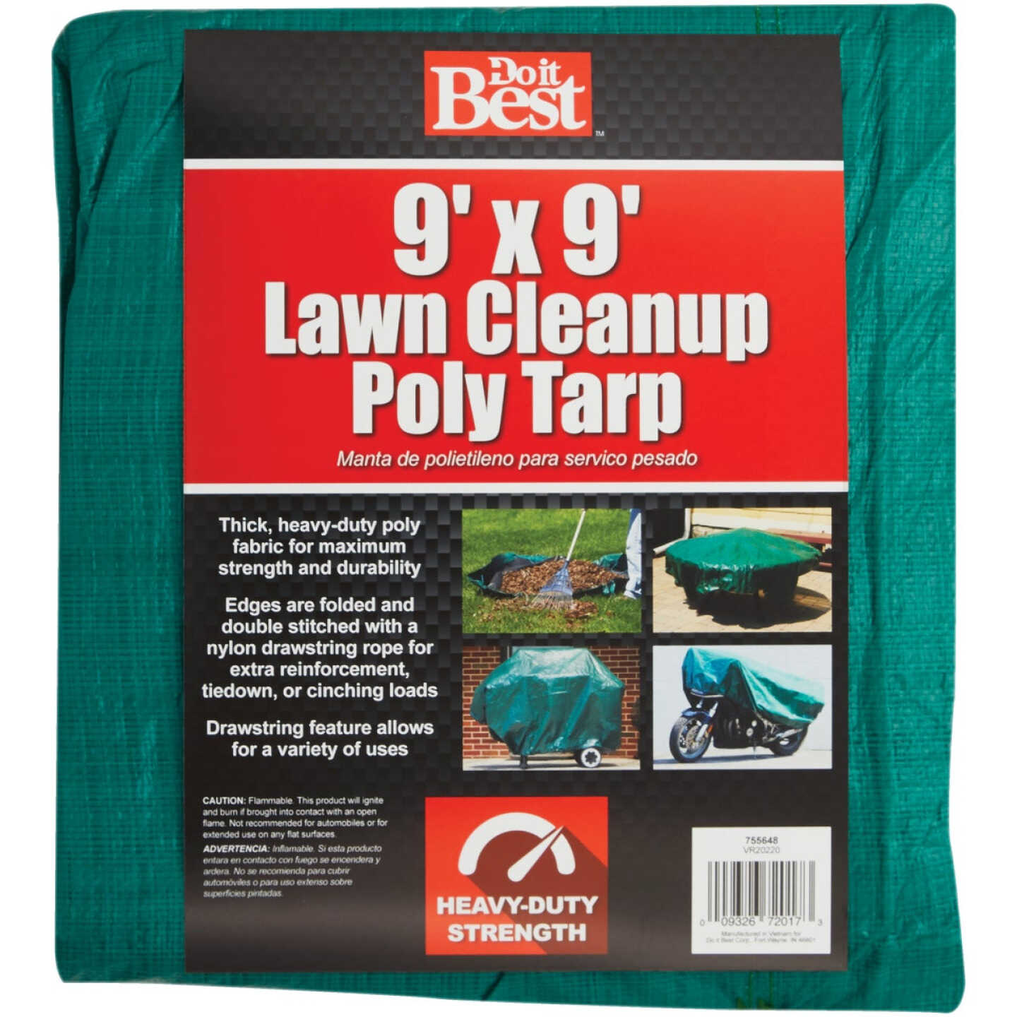 Do it Best 9 Ft. x 9 Ft. Poly Fabric Green Lawn Cleanup Tarp Image 1