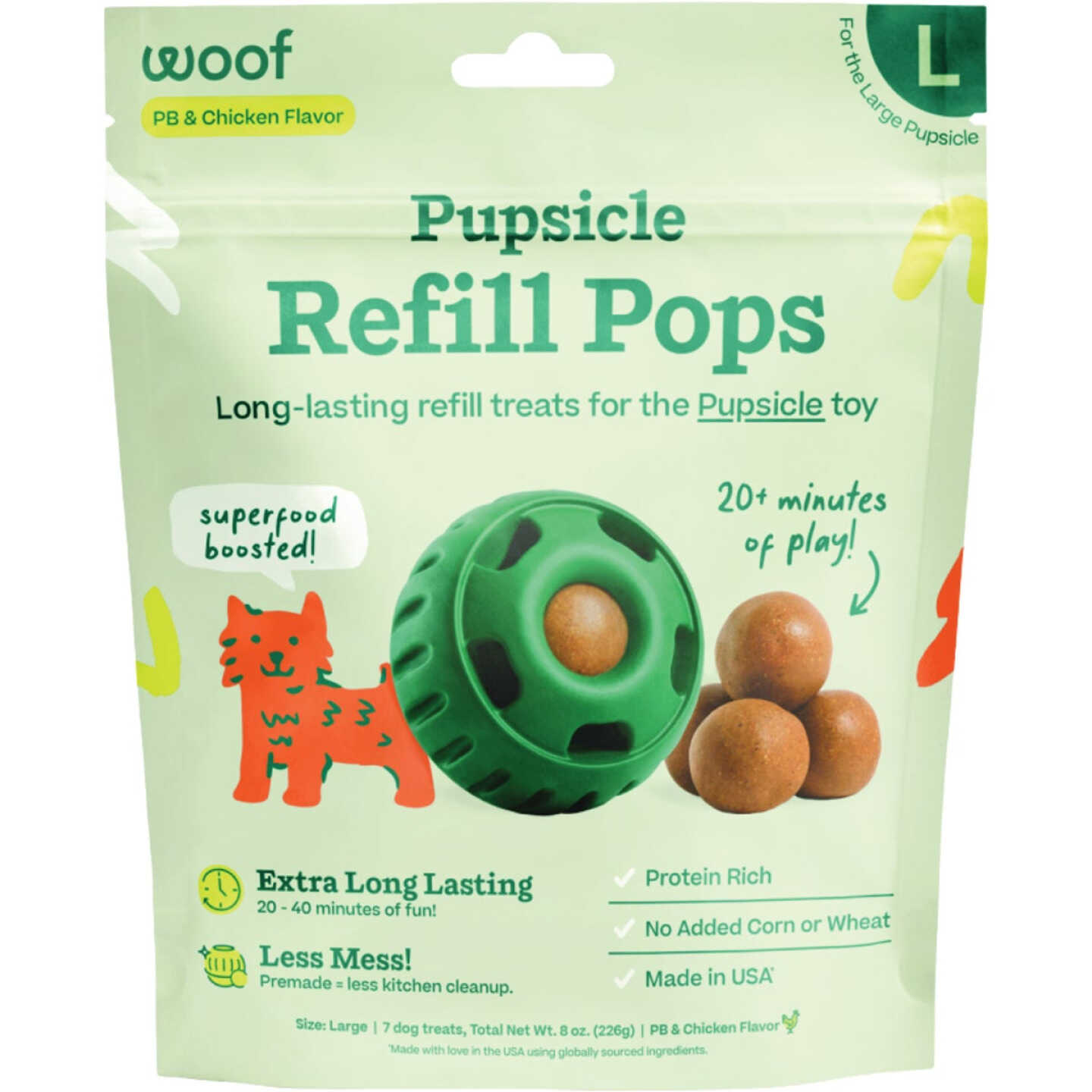 Woof Pupsicle Large Peanut Butter & Chicken Refill Pop Treat (7-Pack) Image 1