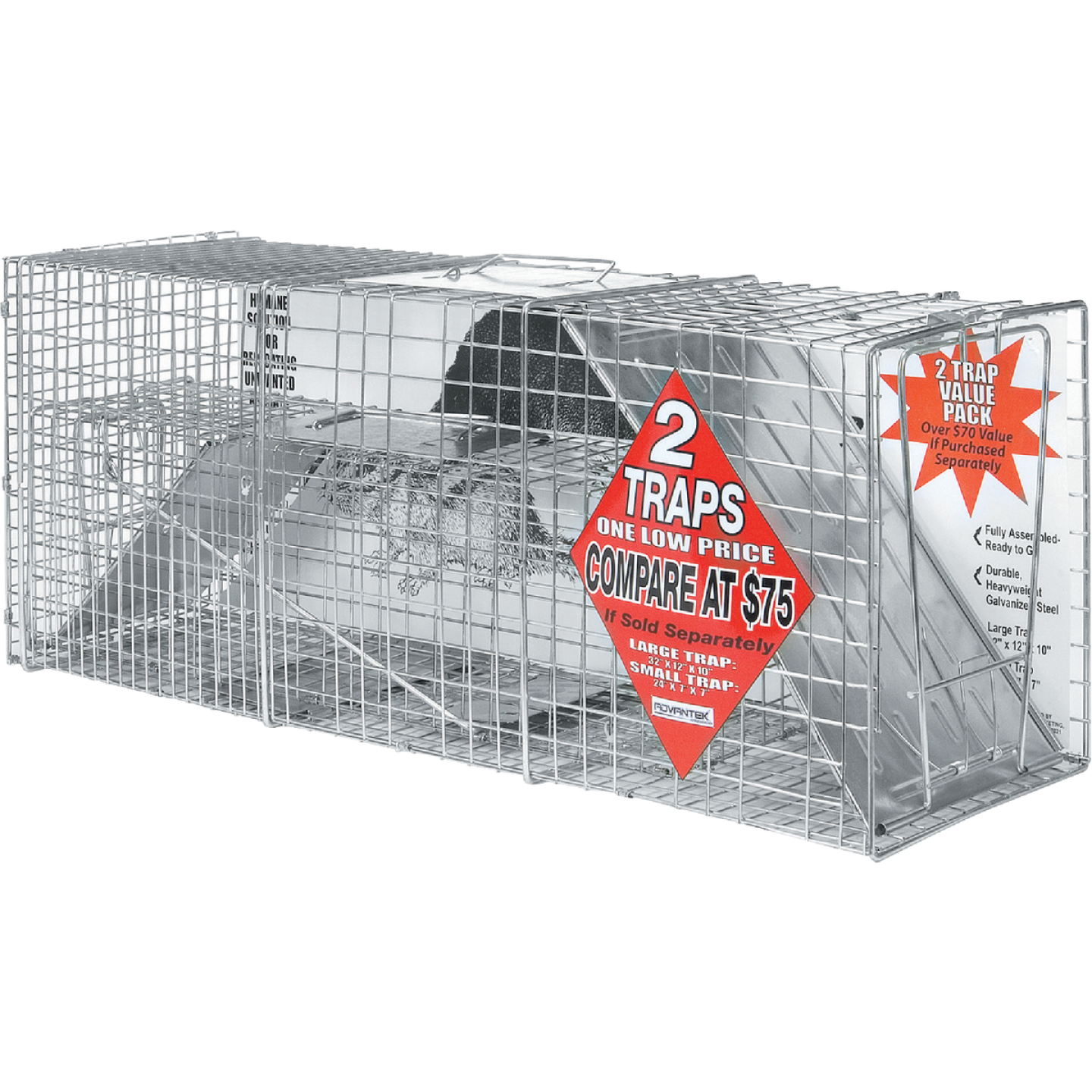 Advantek Galvanized 32 In. Catch & Release Animal Trap (2-Pack) Image 1
