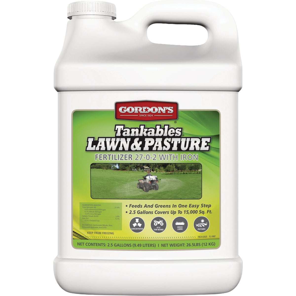 Gordon's Tankables 2.5 Gal. Concentrate 15-0-0 Lawn & Pasture Fertilizer Image 1