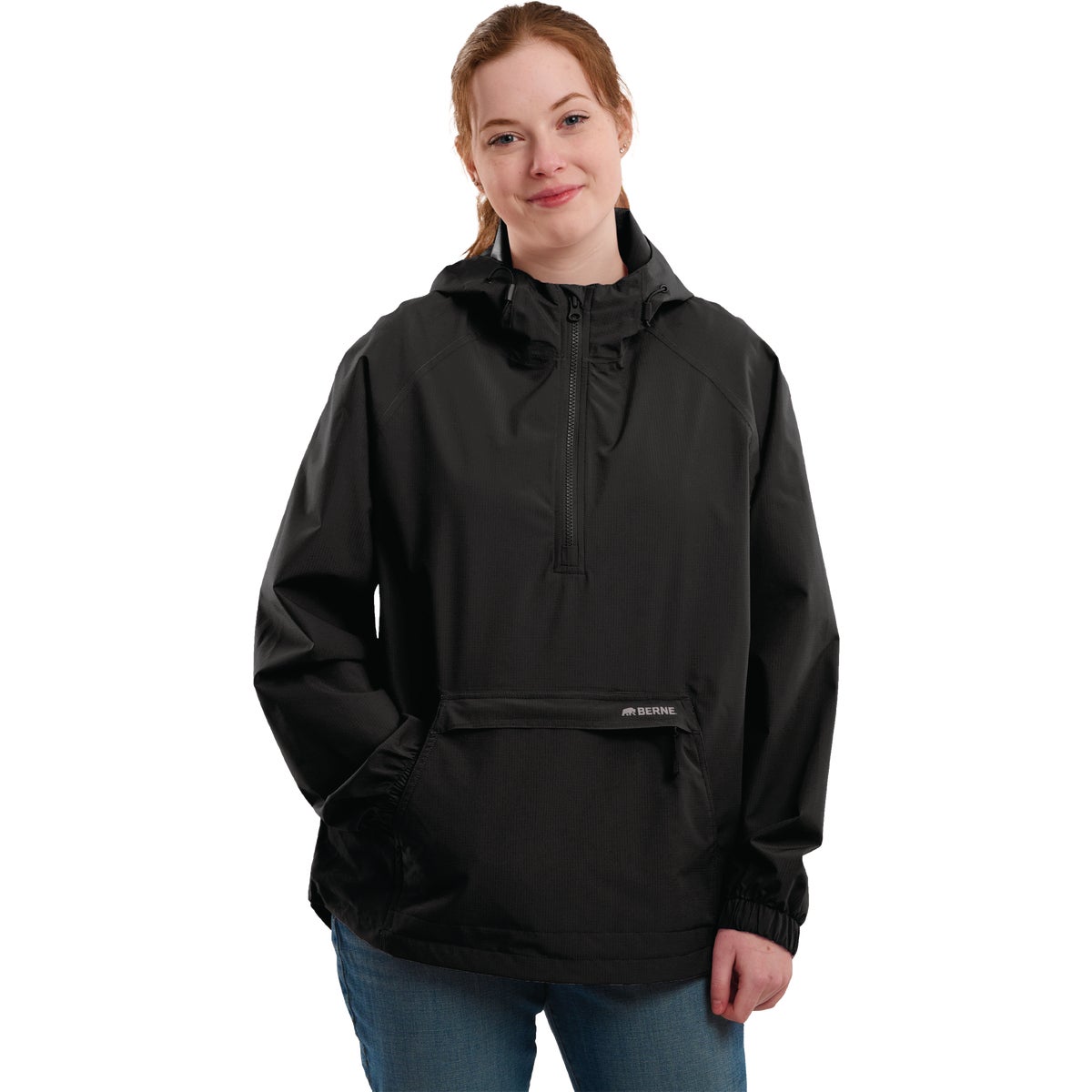 Berne Weather Warrior Women's Large Black Packable Rain Jacket