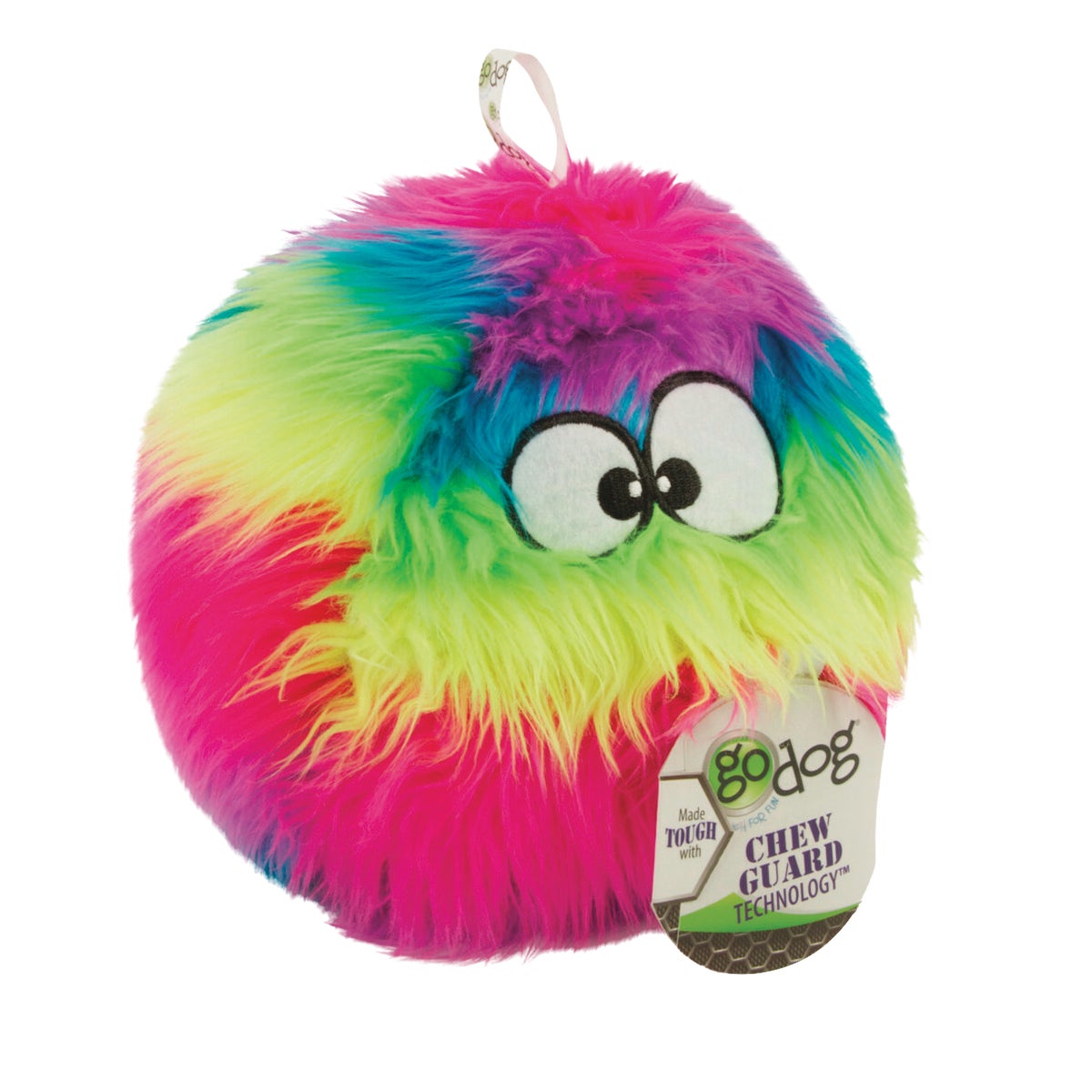 goDog Furballz  Large Rainbow Squeaky Plush Dog Toy