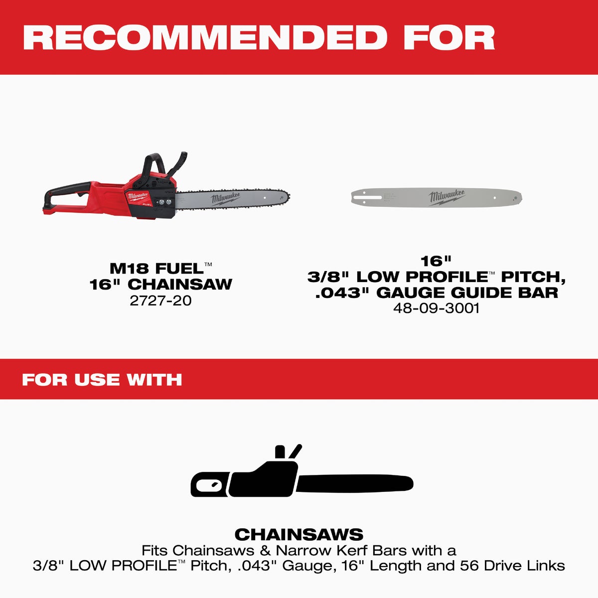Milwaukee 16 In. 56-Link Chainsaw Chain Image 2