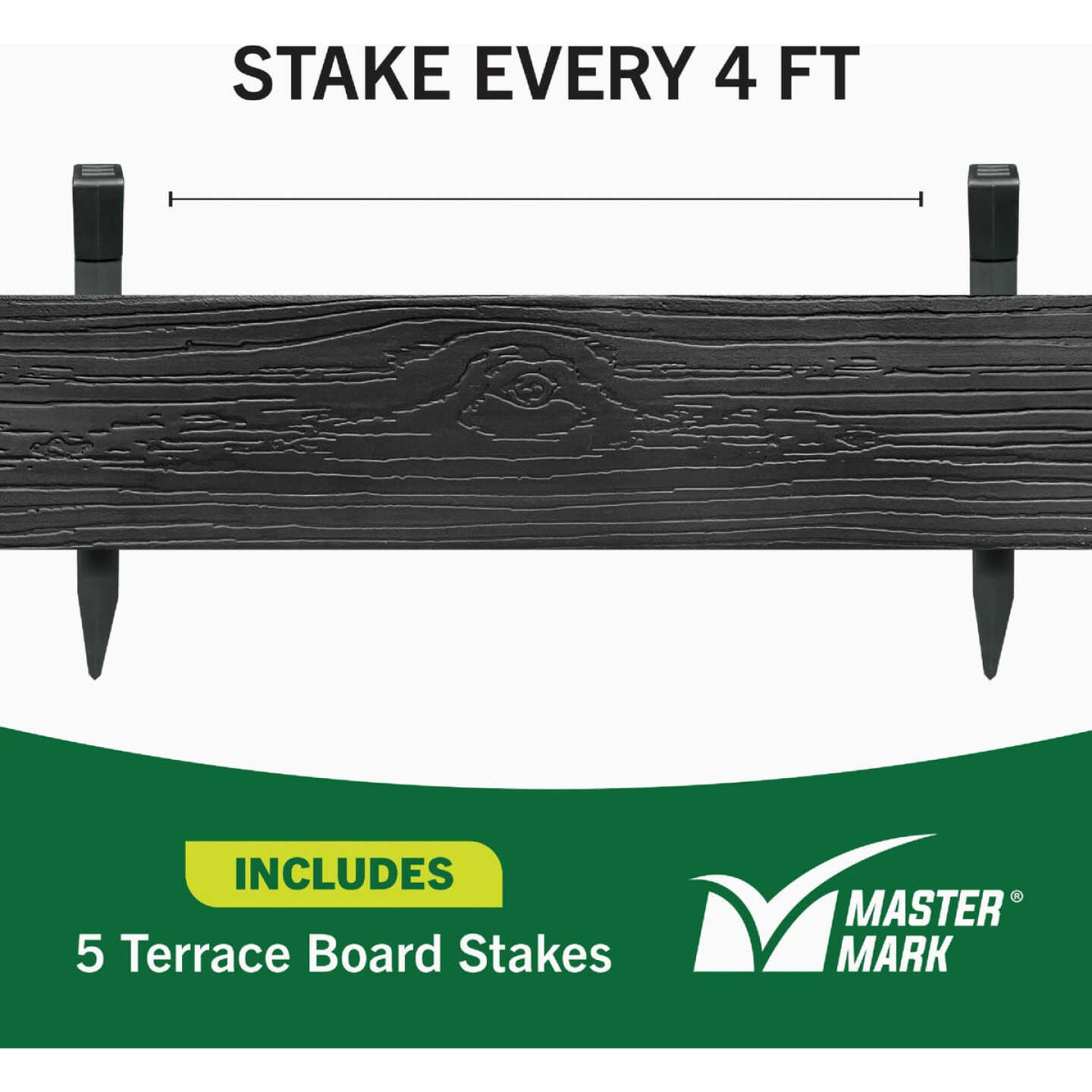 Master Mark 5 In. x 20 Ft. Black Terrace Board Lawn Edging with Stakes Image 6