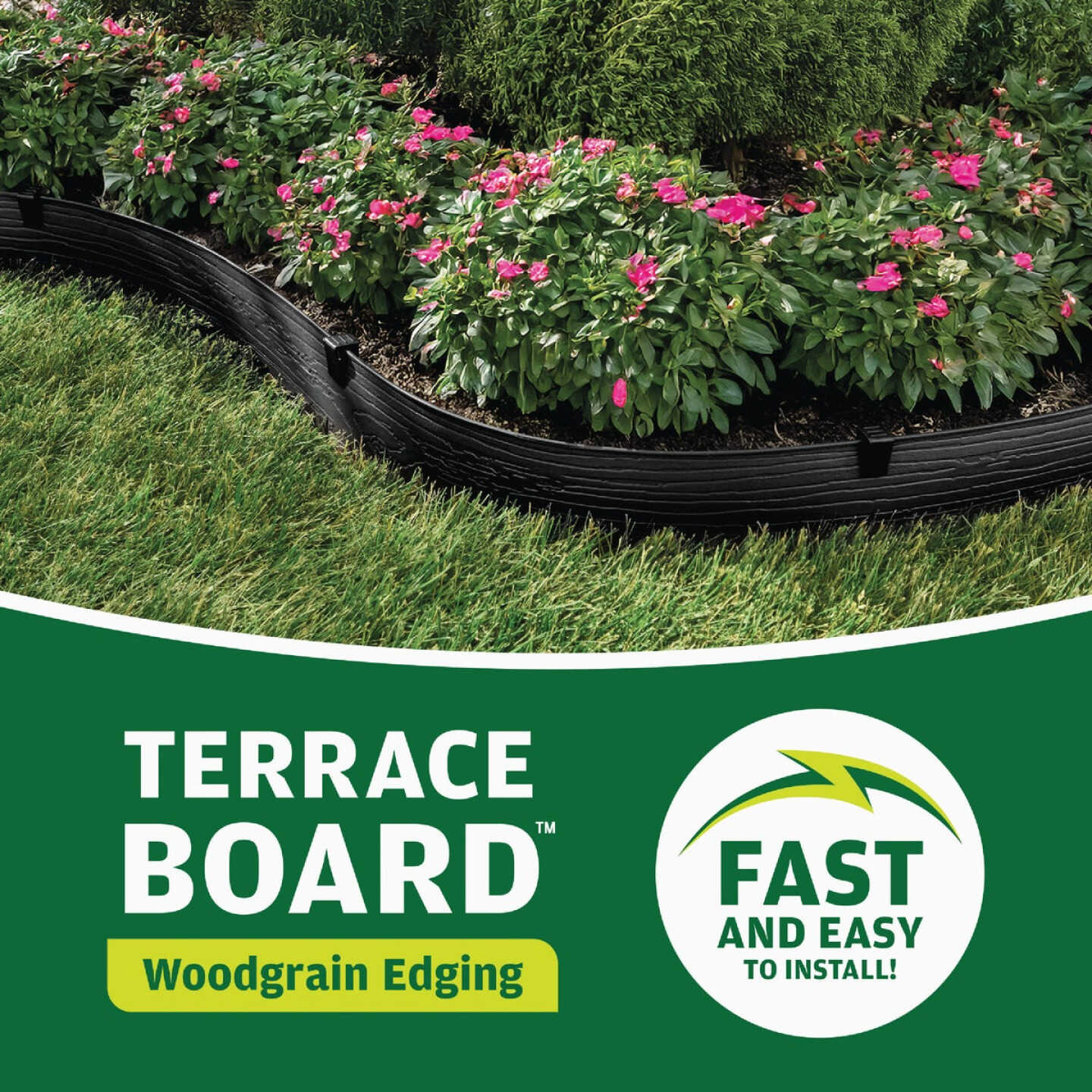 Master Mark 5 In. x 20 Ft. Black Terrace Board Lawn Edging with Stakes Image 3