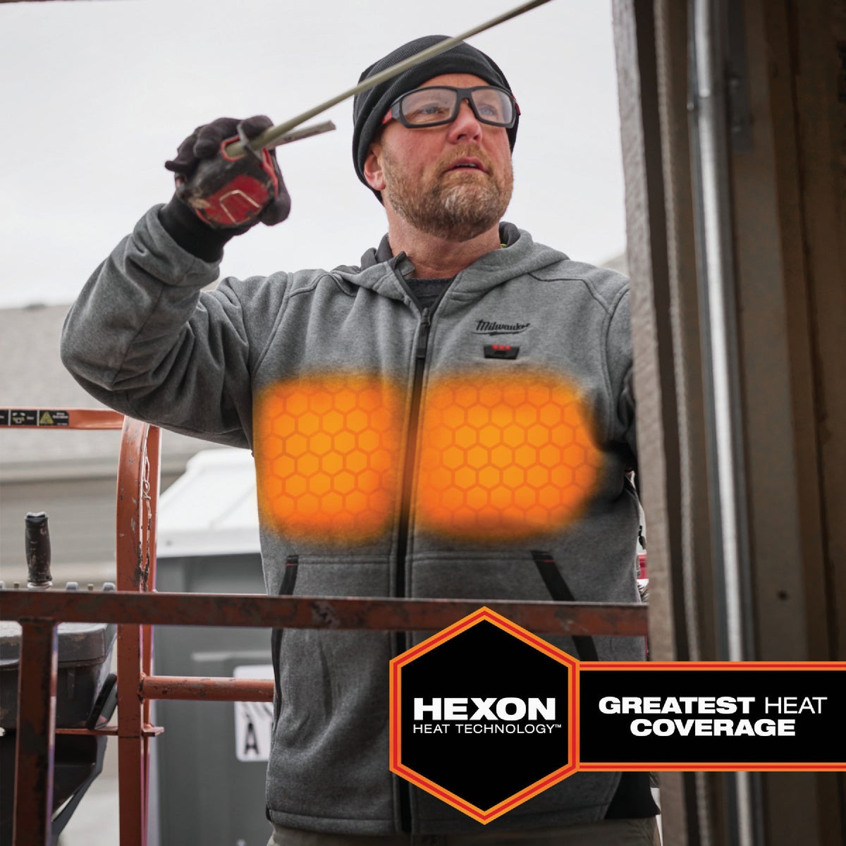 Milwaukee M12 Men's 2X Gray Full-Zip Heated Hoodie Kit Image 3