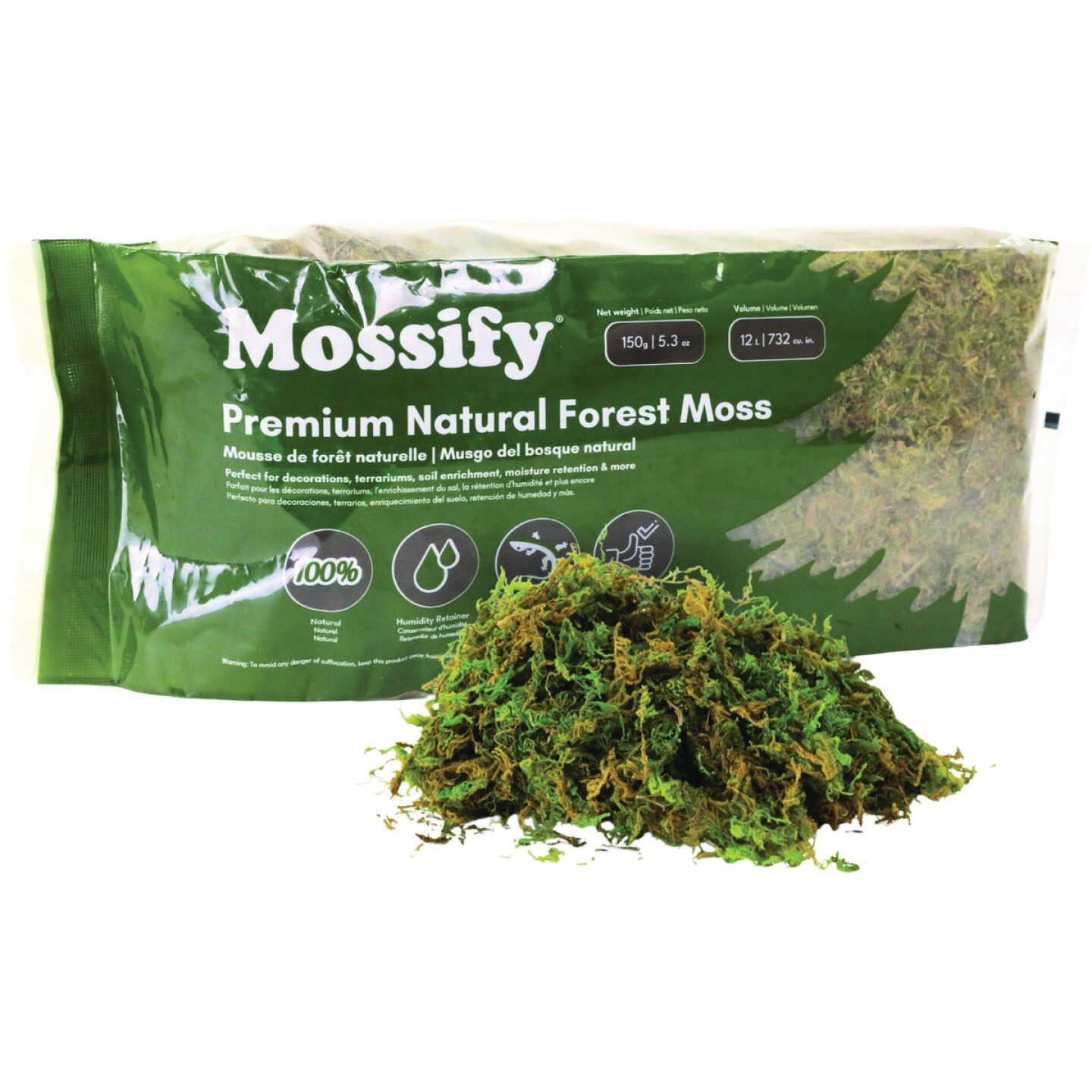Mossify 5.3 Oz. Premium Natural Forest Moss Image 1