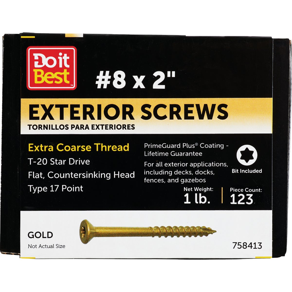 Do it #8 x 2 In. Gold Star Bugle-Head Wood Exterior Screw (1 Lb. Box)