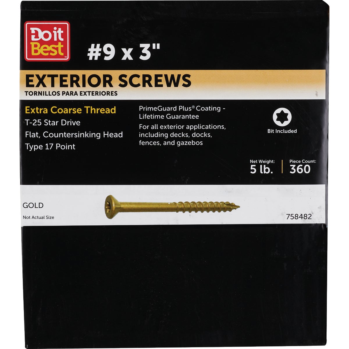 Do it #9 x 3 In. Gold Star Bugle-Head Wood Exterior Screw (5 Lb. Box)