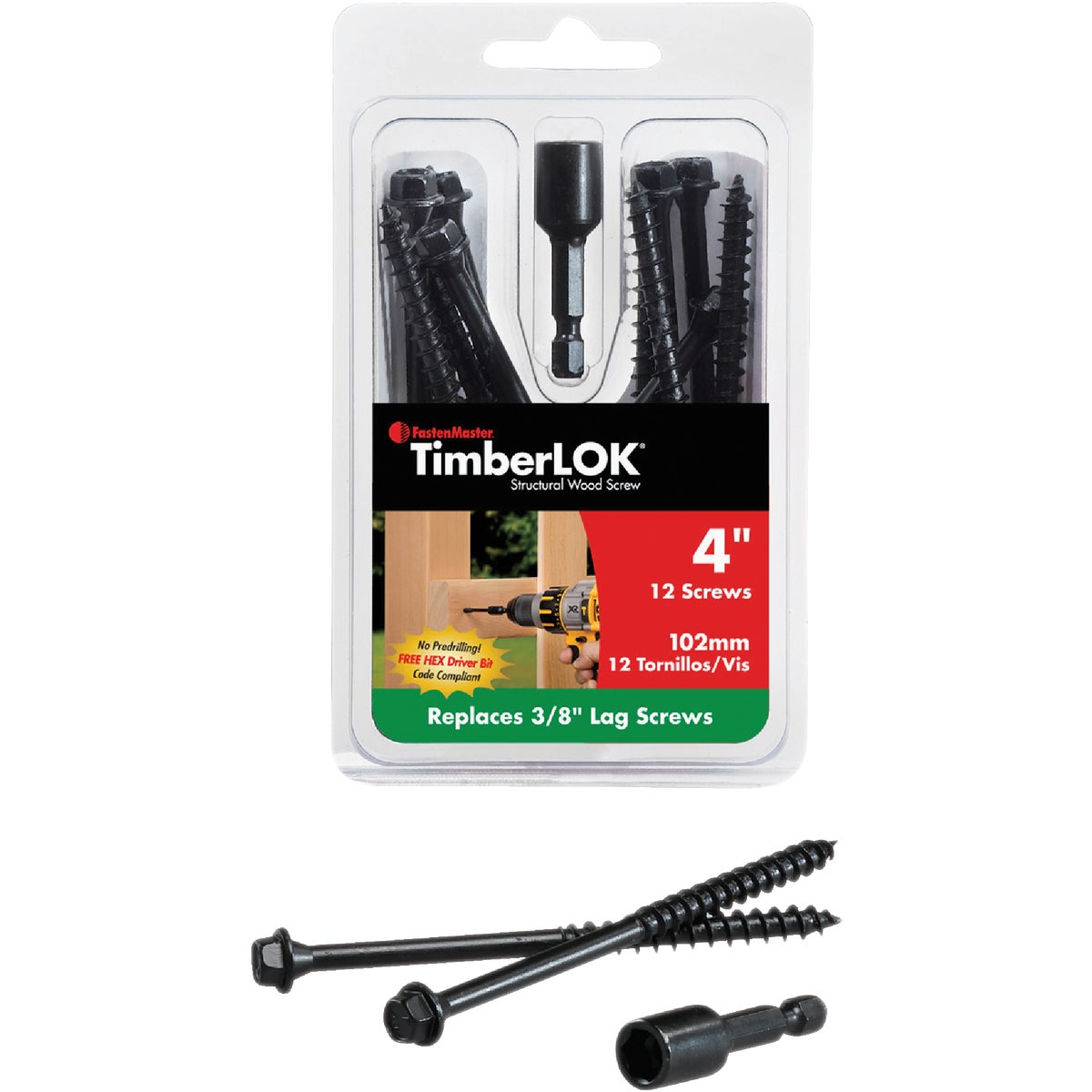 Fastenmaster Timberlok 4 In. Countersunk Hex Washer Structure Screw (12-Count)