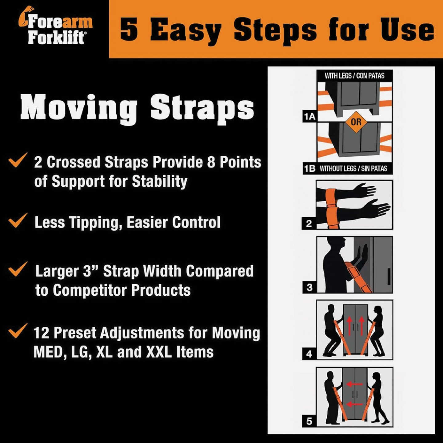 Forearm Forklift 800 Lb. Capacity Moving Straps Image 2