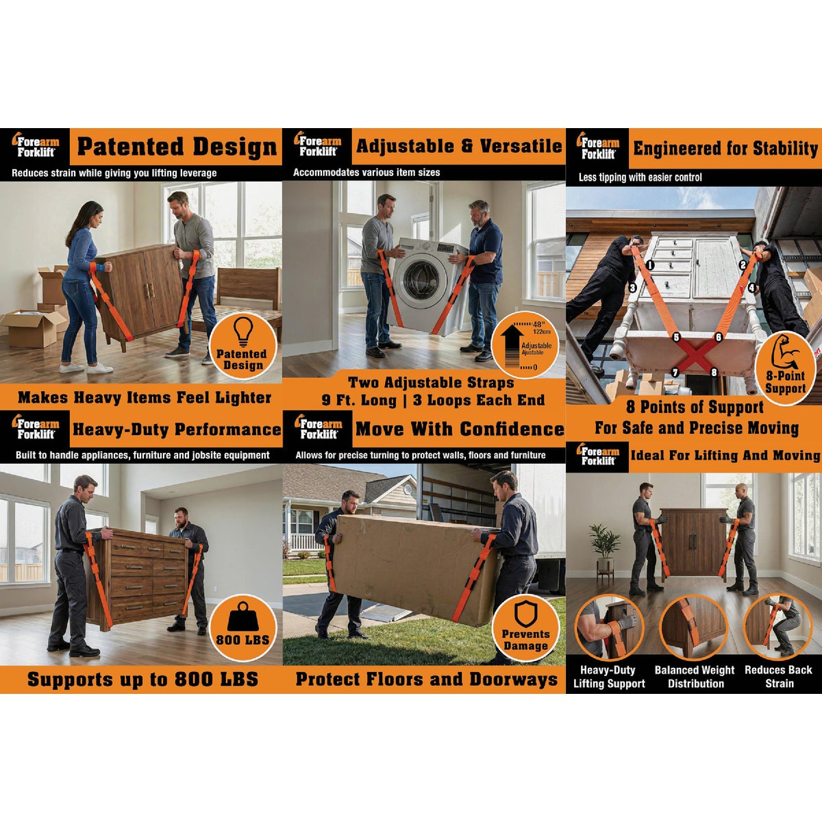 Forearm Forklift 800 Lb. Capacity Moving Straps Image 4