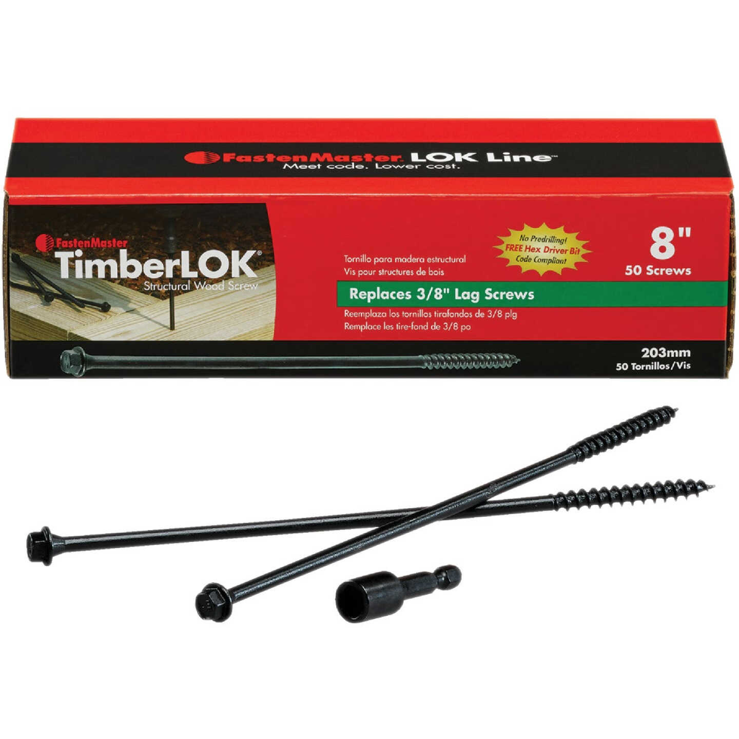 Fastenmaster Timberlok 8 In. Countersunk Hex Washer Structure Screw (50-Count) Image 3